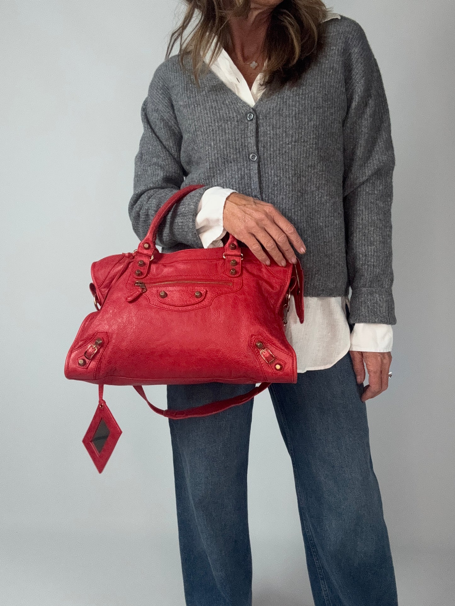 Balenciaga Agneau Giant 12 City - Rouge Lipstick