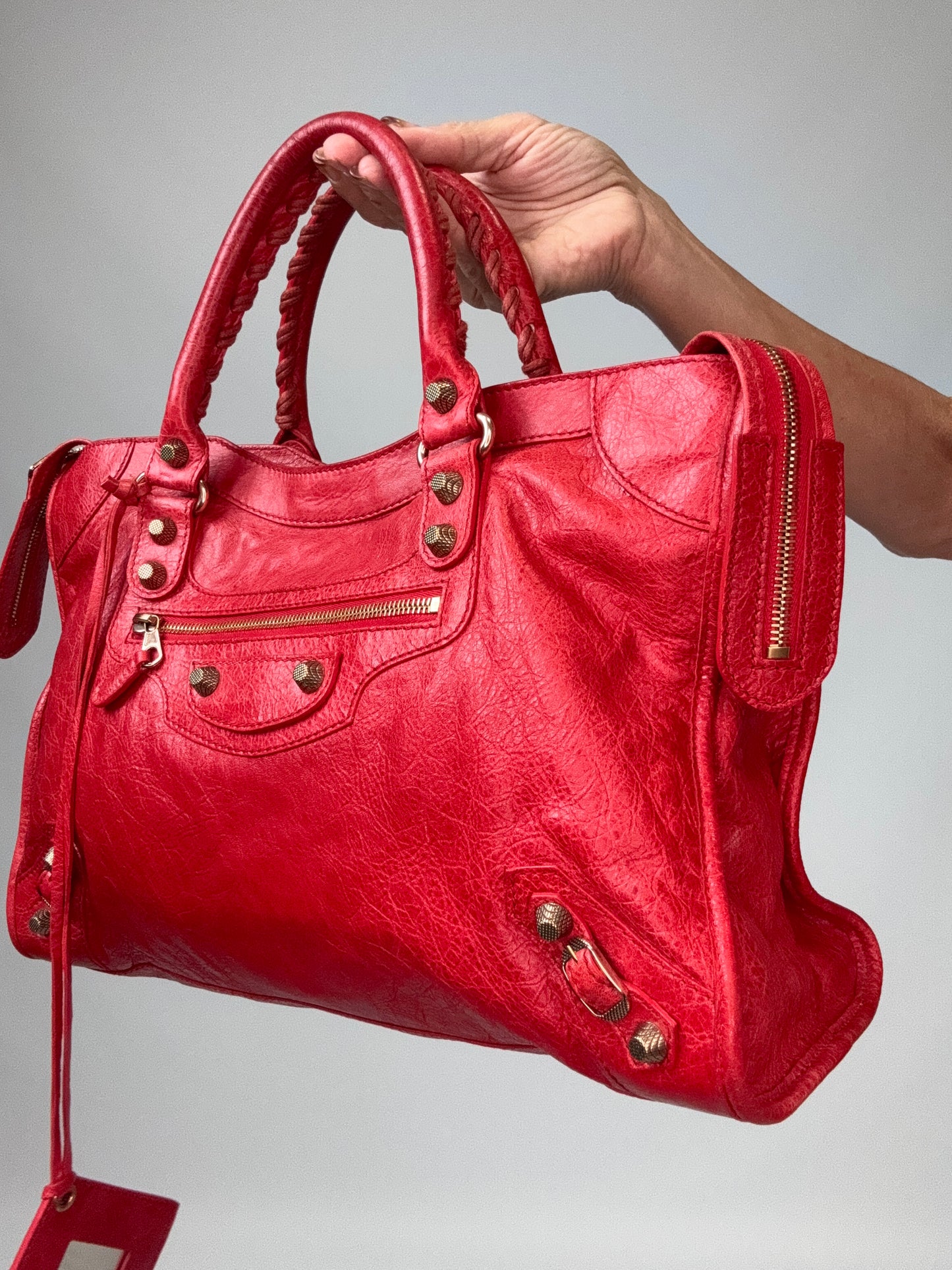 Balenciaga Agneau Giant 12 City - Rouge Lipstick