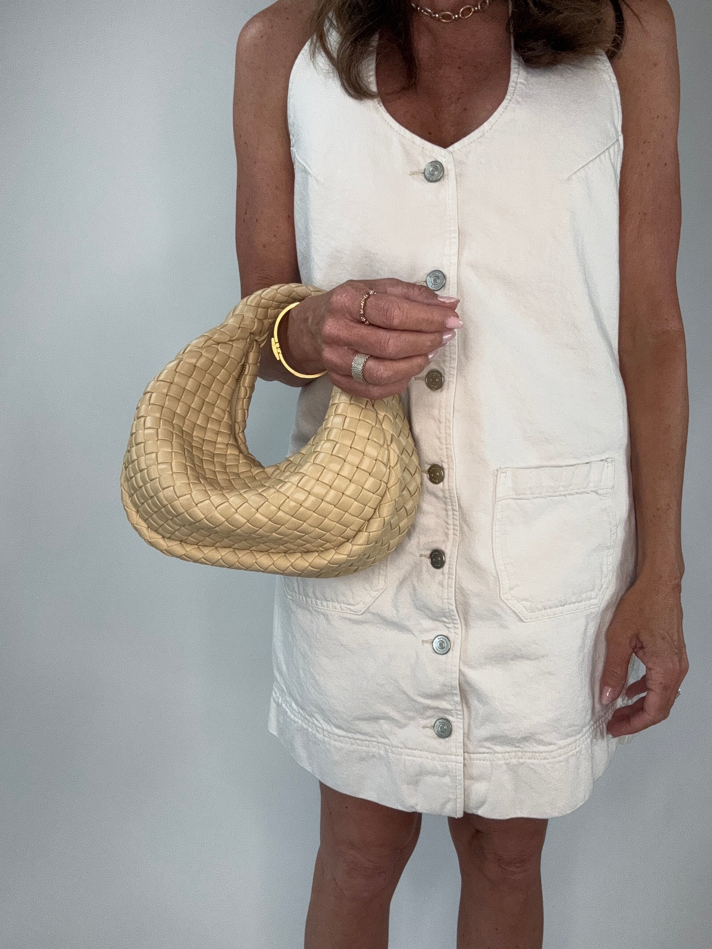 Bottega Veneta Lambskin Intrecciato Mini Padded Jodie - Beige