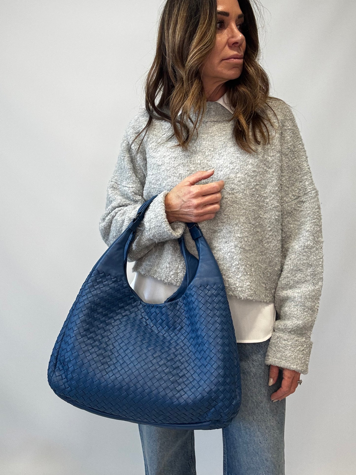 Bottega Veneta Nappa Intrecciato Large Campana - Blue