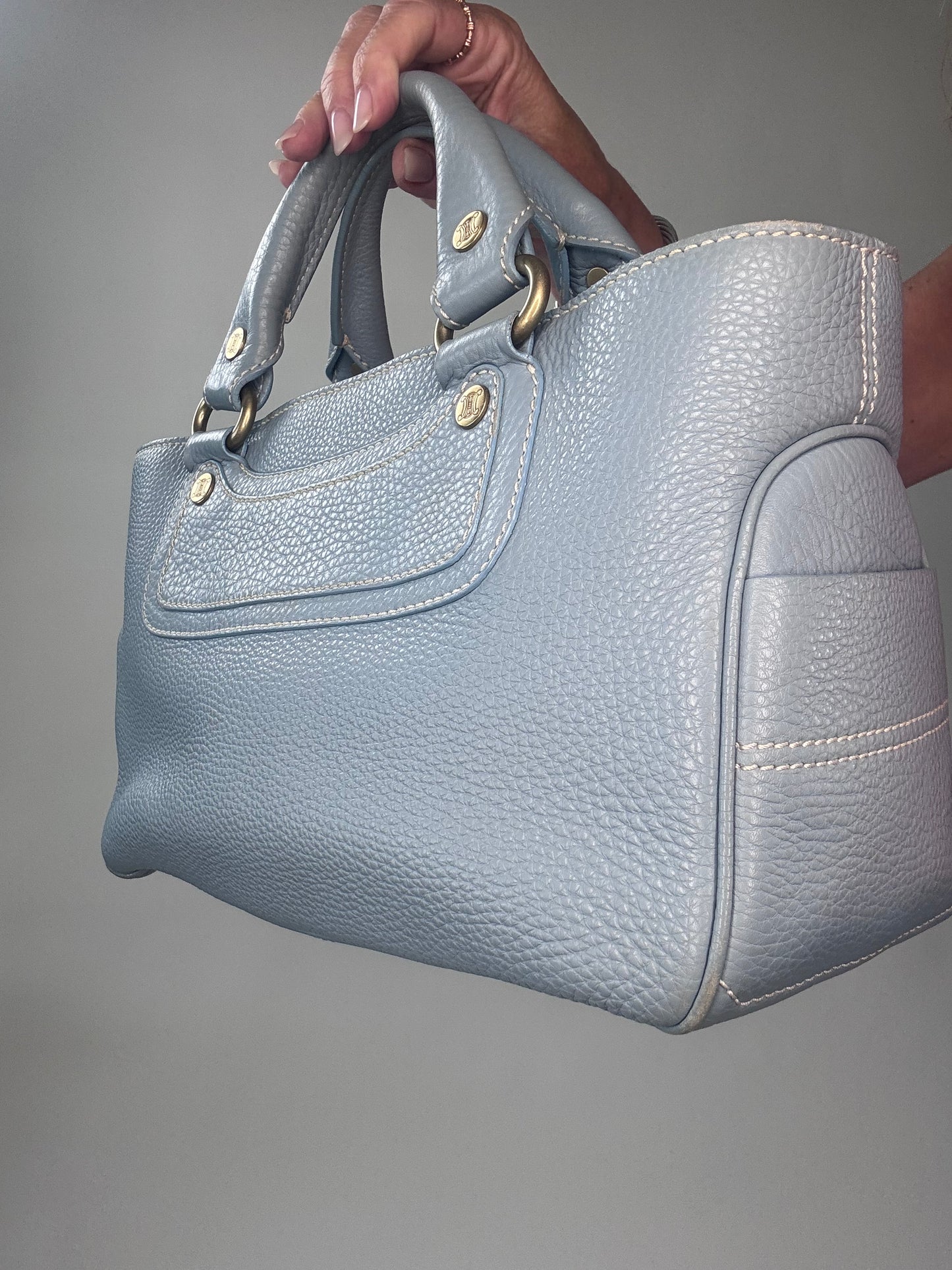 Celine Leather Triomphe Boogie Bag - Light Blue