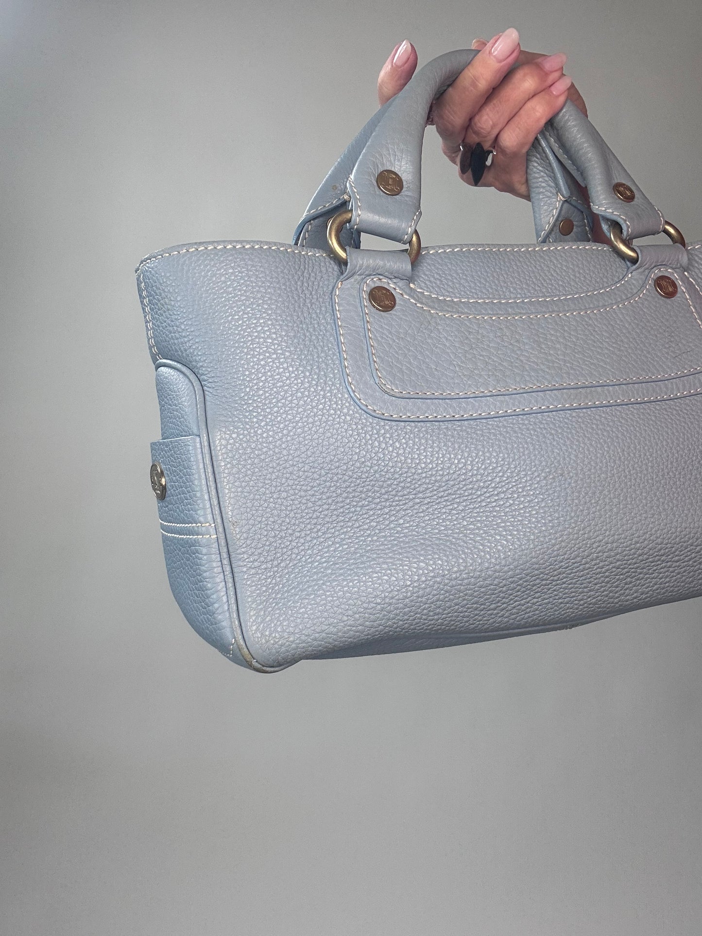 Celine Leather Triomphe Boogie Bag - Light Blue