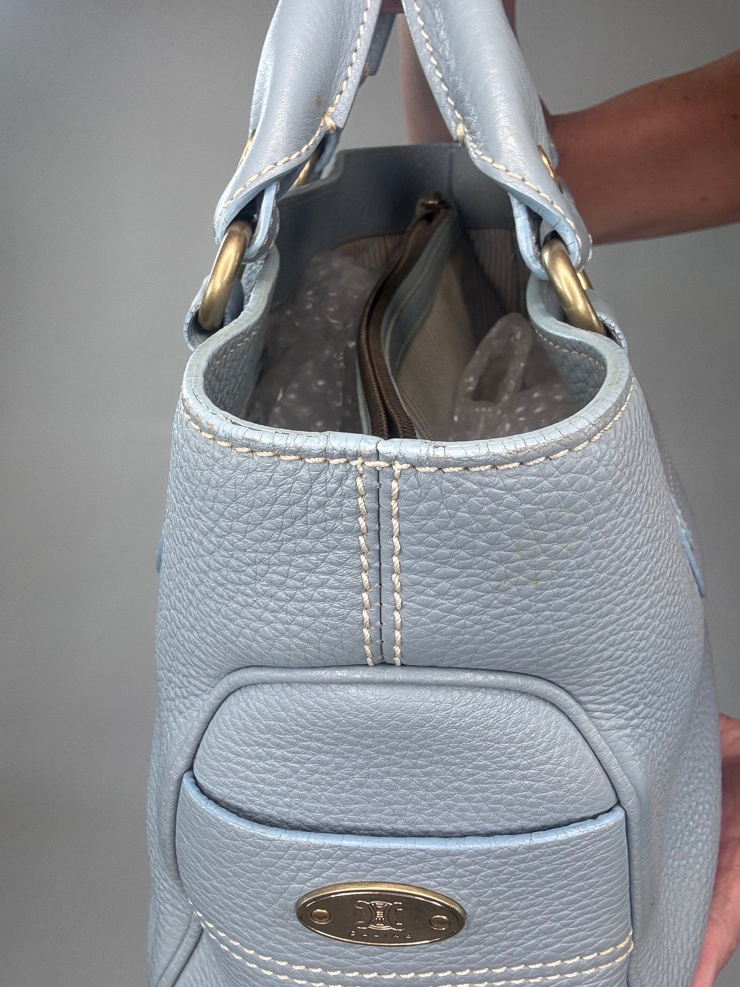 Celine Leather Triomphe Boogie Bag - Light Blue