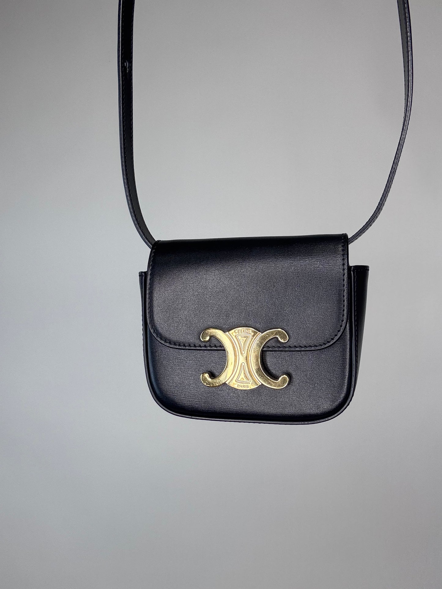 Celine Shiny Calfskin Mini Claude - Black