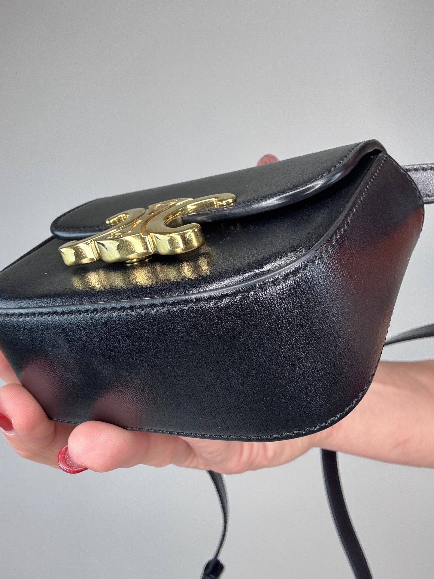 Celine Shiny Calfskin Mini Claude - Black