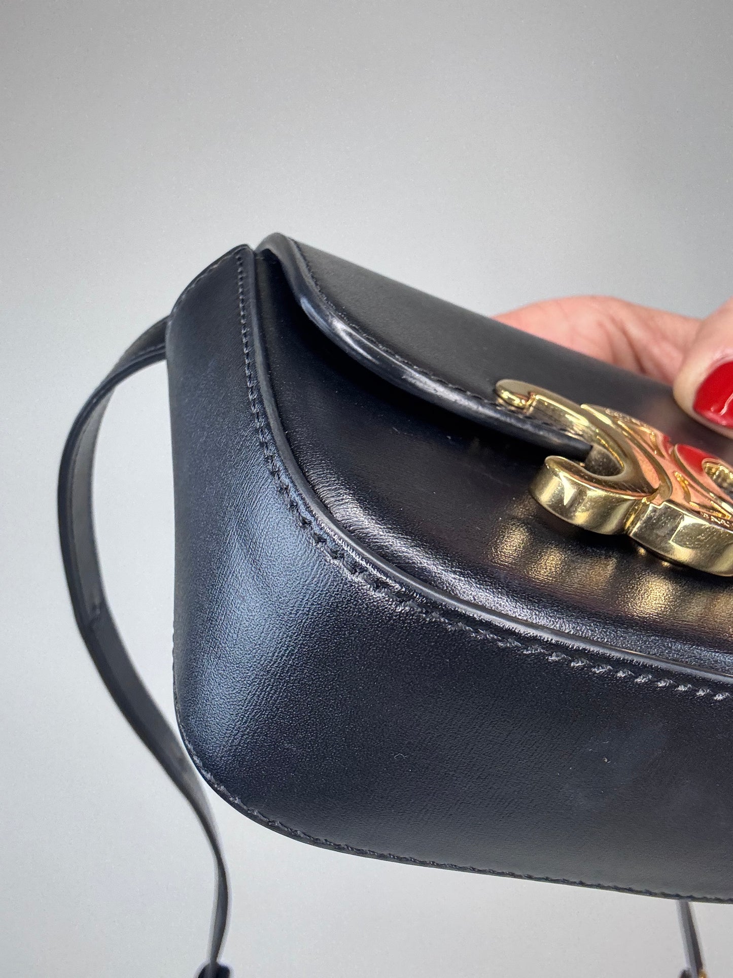 Celine Shiny Calfskin Mini Claude - Black
