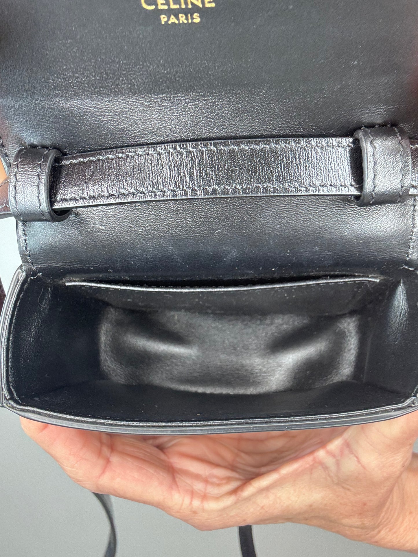 Celine Shiny Calfskin Mini Claude - Black