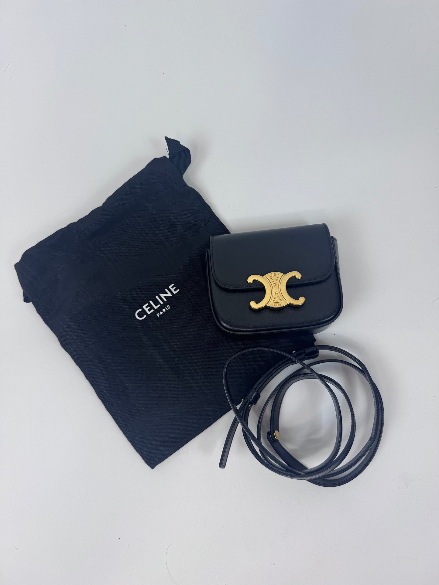 Celine Shiny Calfskin Mini Claude - Black