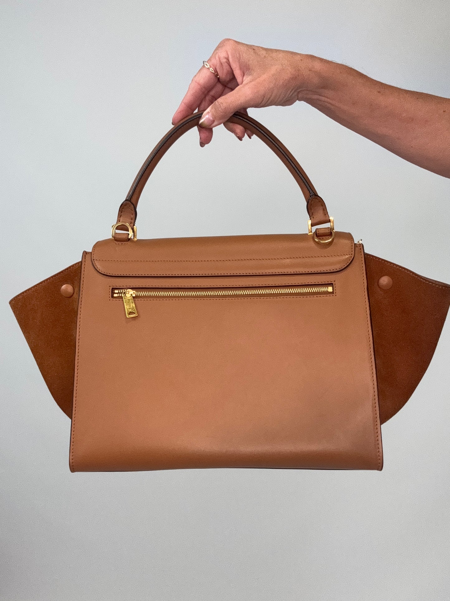 Celine Trapeze Leather Medium Bag - Carmel Brown