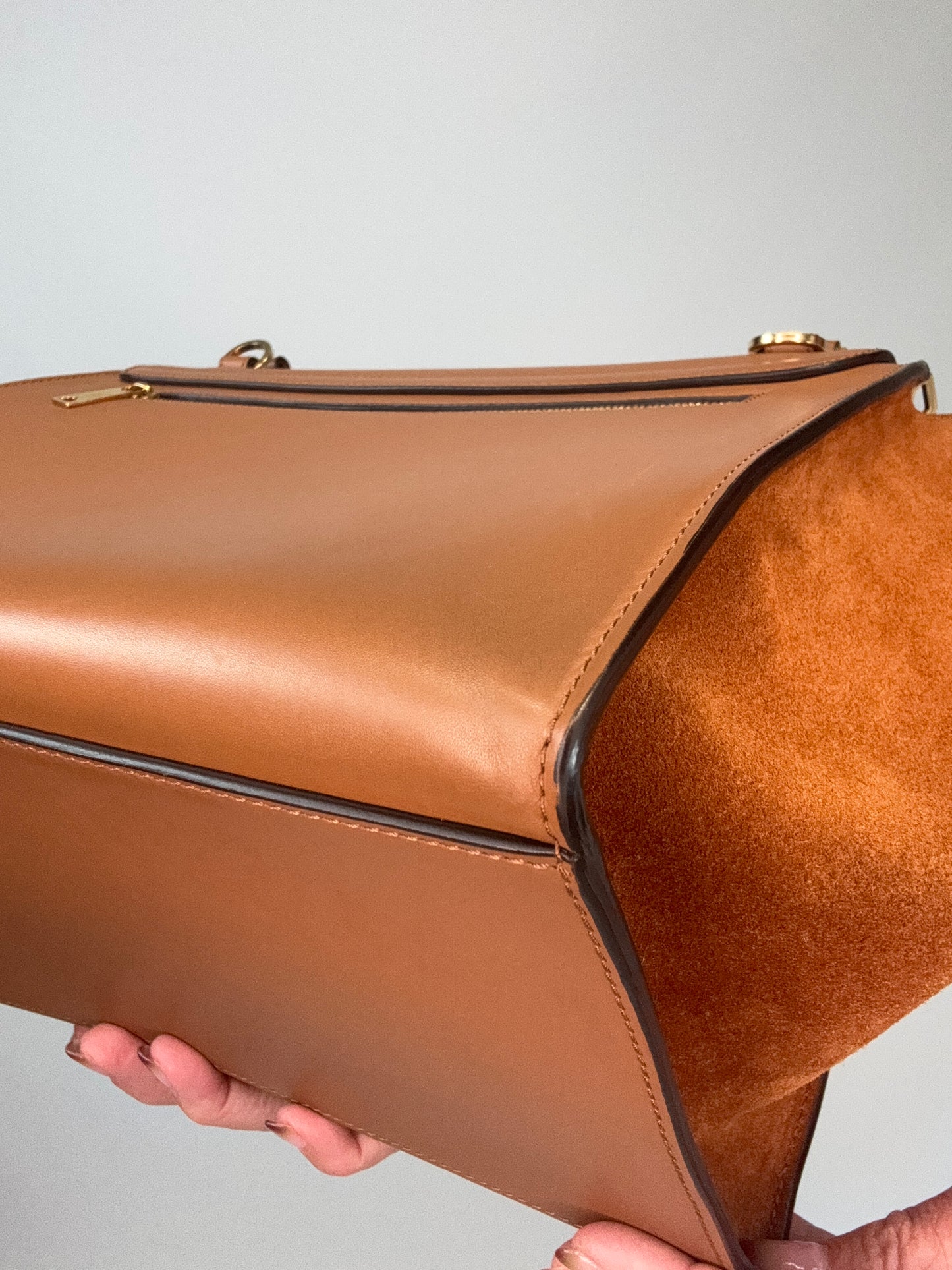 Celine Trapeze Leather Medium Bag - Carmel Brown