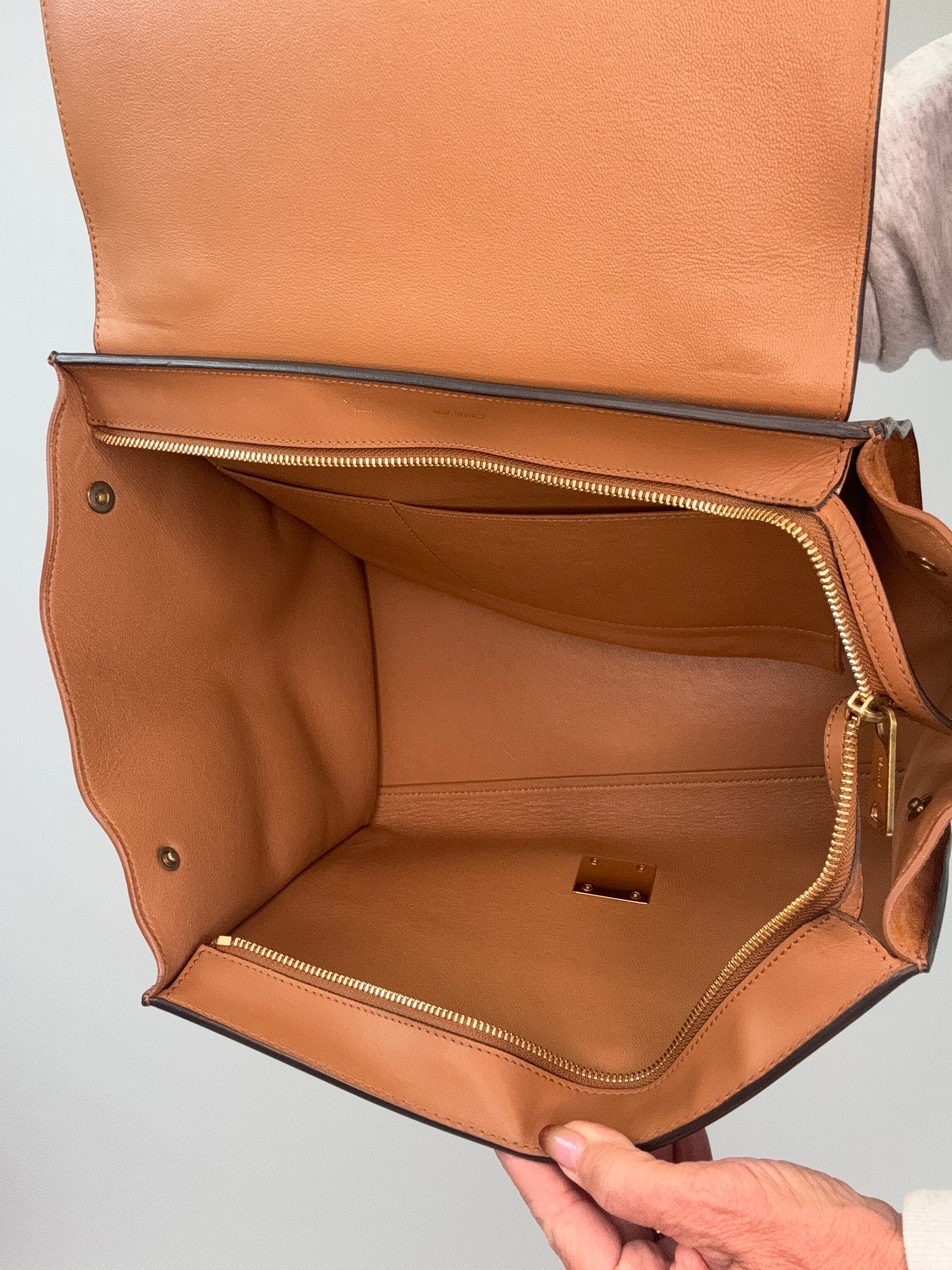 Celine Trapeze Leather Medium Bag - Carmel Brown