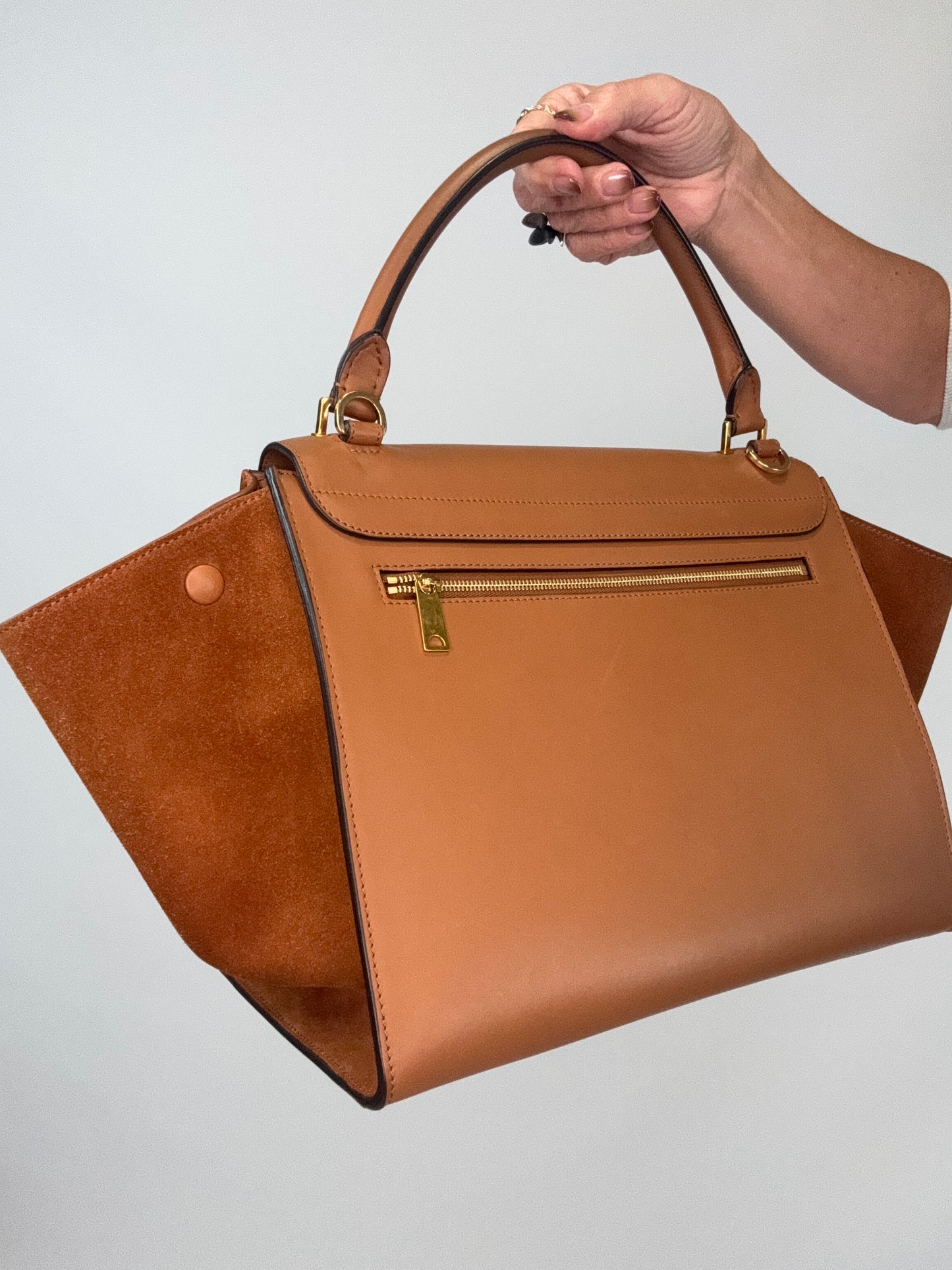 Celine Trapeze Leather Medium Bag - Carmel Brown
