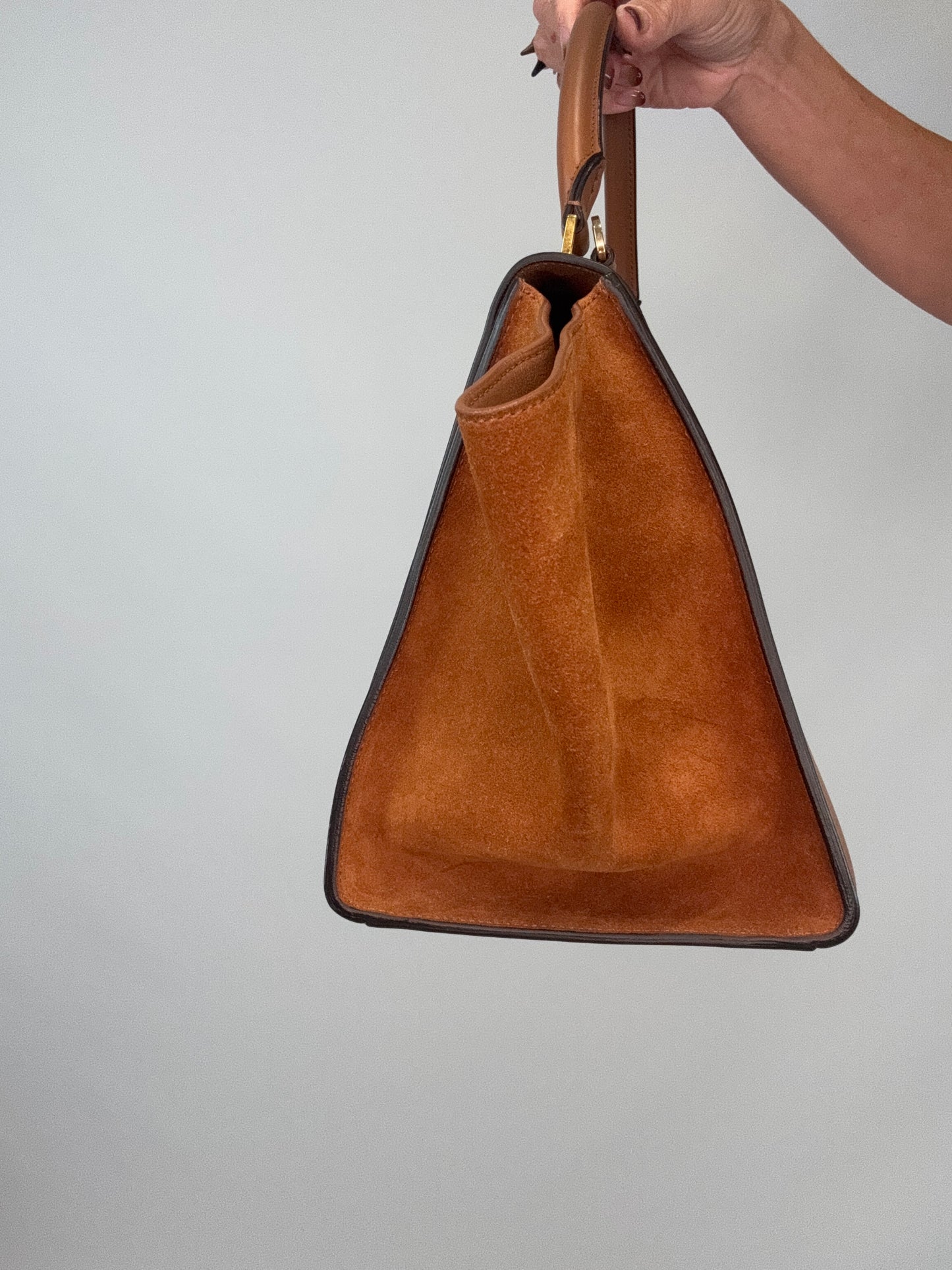 Celine Trapeze Leather Medium Bag - Carmel Brown