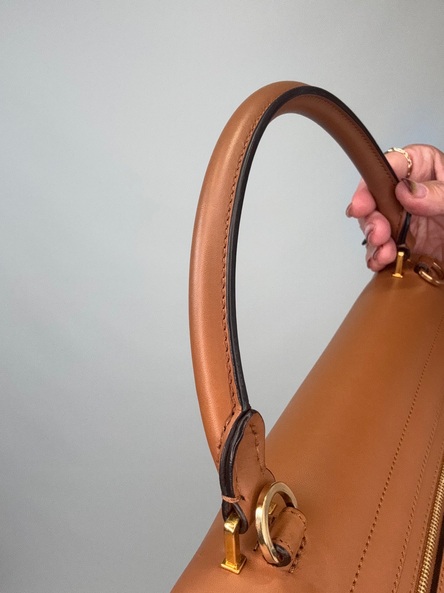 Celine Trapeze Leather Medium Bag - Carmel Brown