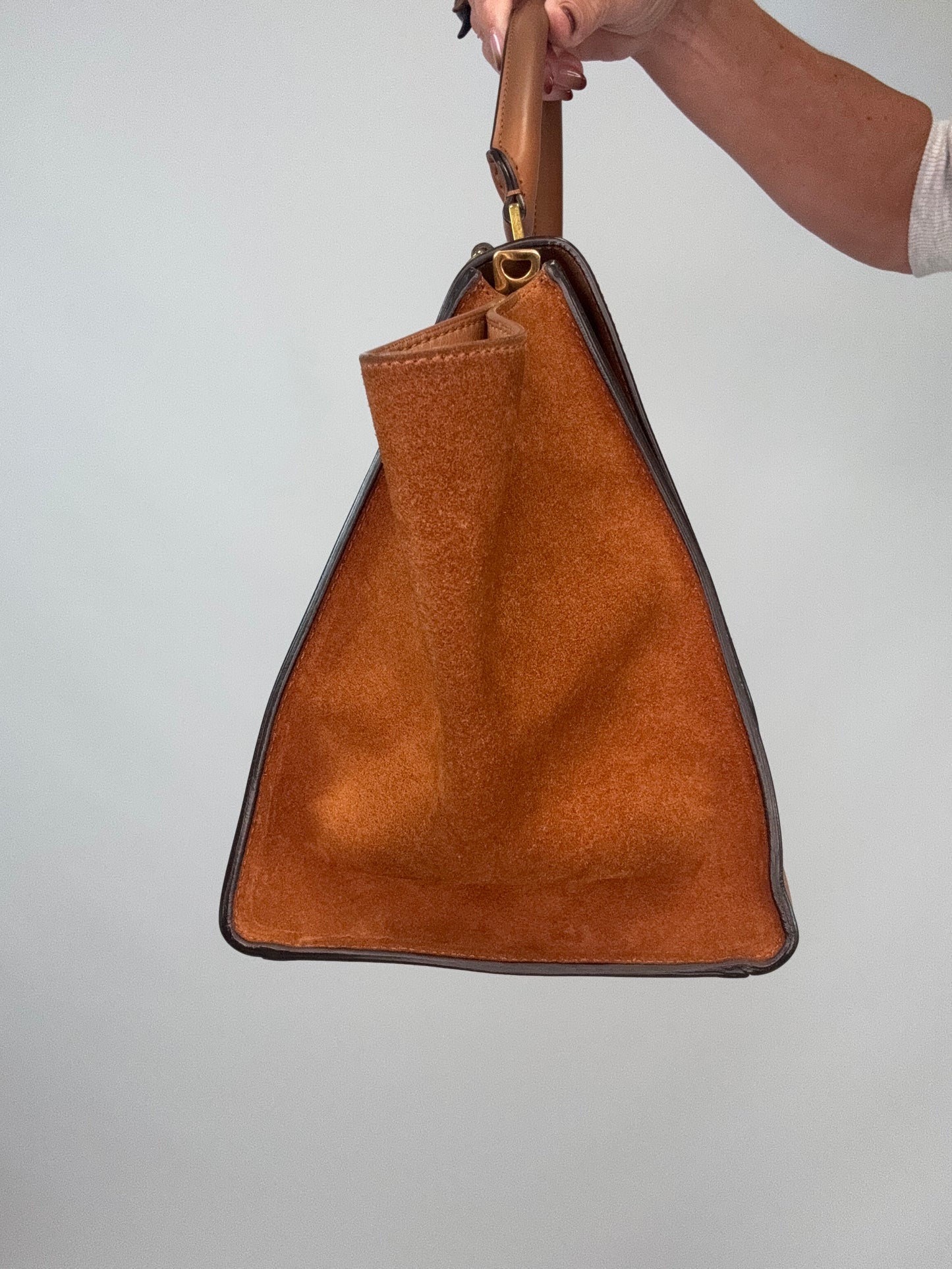 Celine Trapeze Leather Medium Bag - Carmel Brown