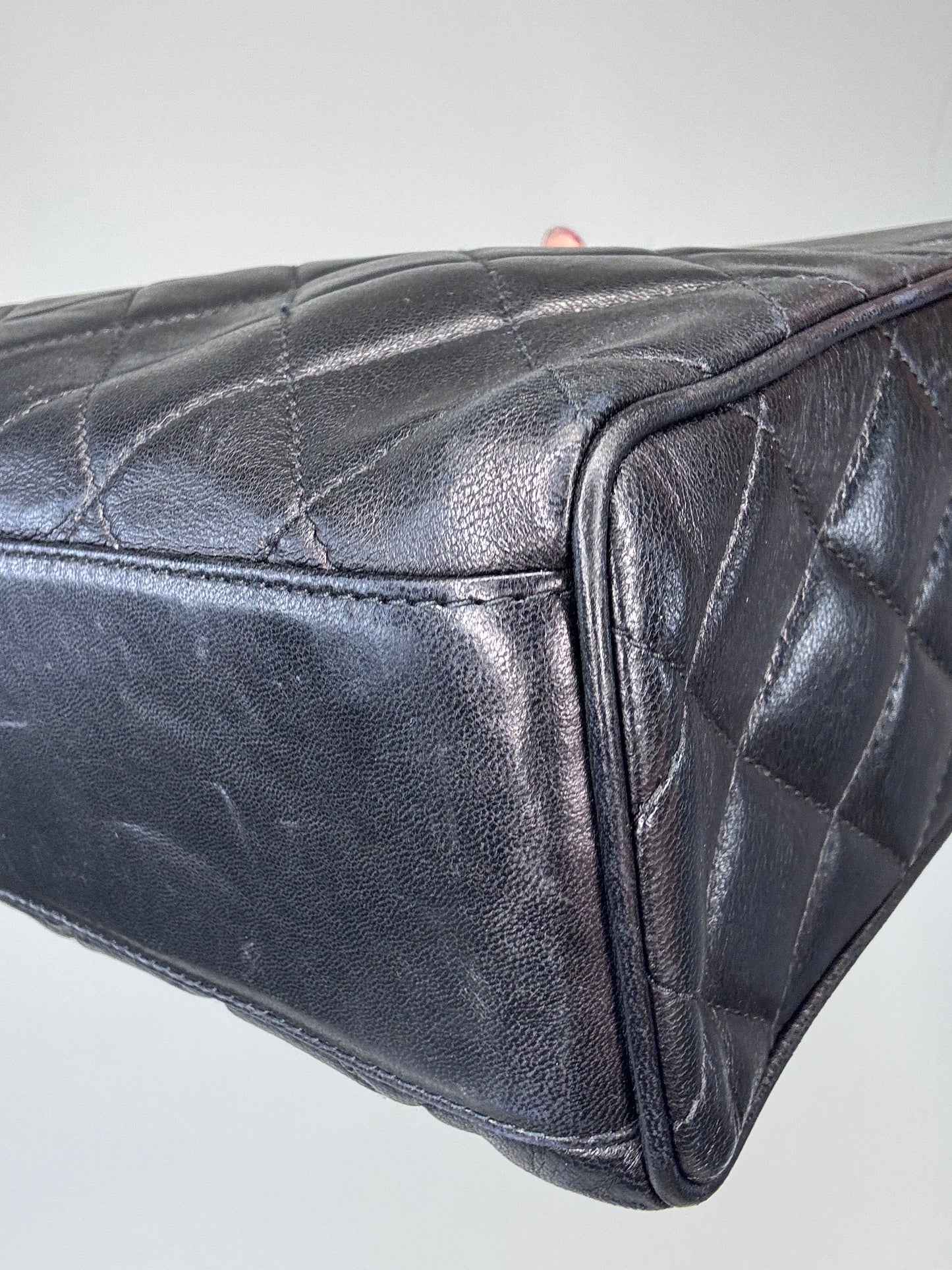 Chanel Lambskinskin Matelasse Top Handle with Top Turn Lock - Black
