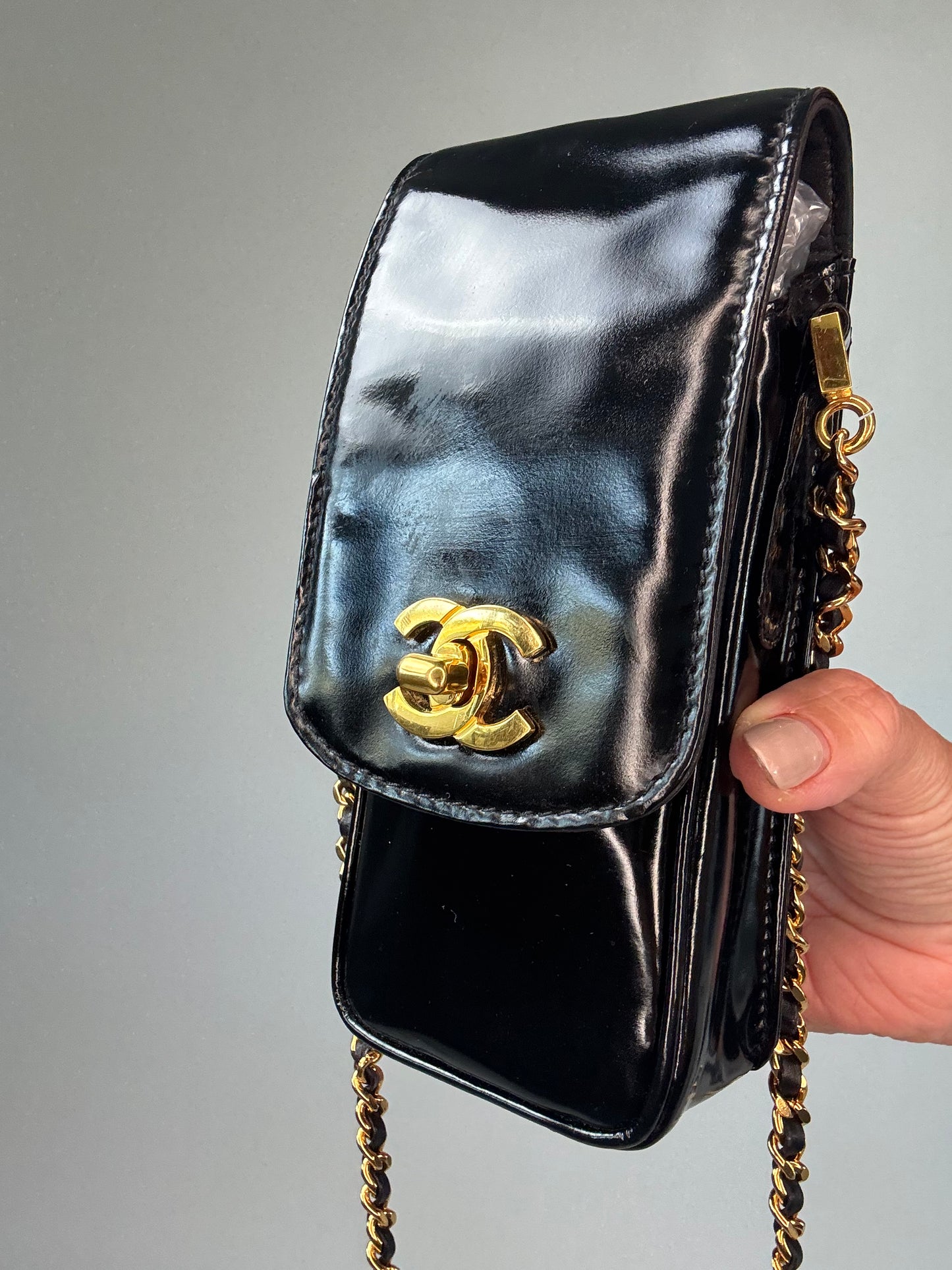Chanel Patent Leather Crossbody Phone Holder