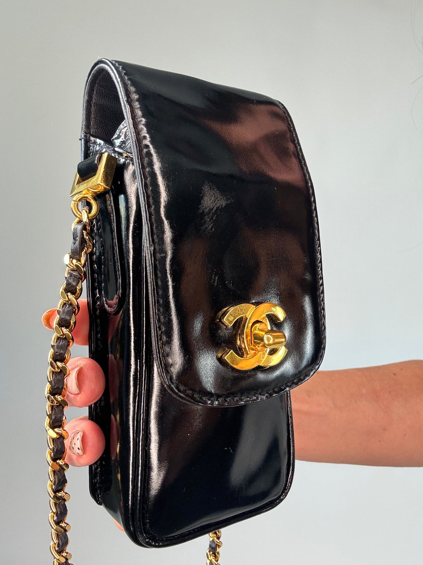 Chanel Patent Leather Crossbody Phone Holder