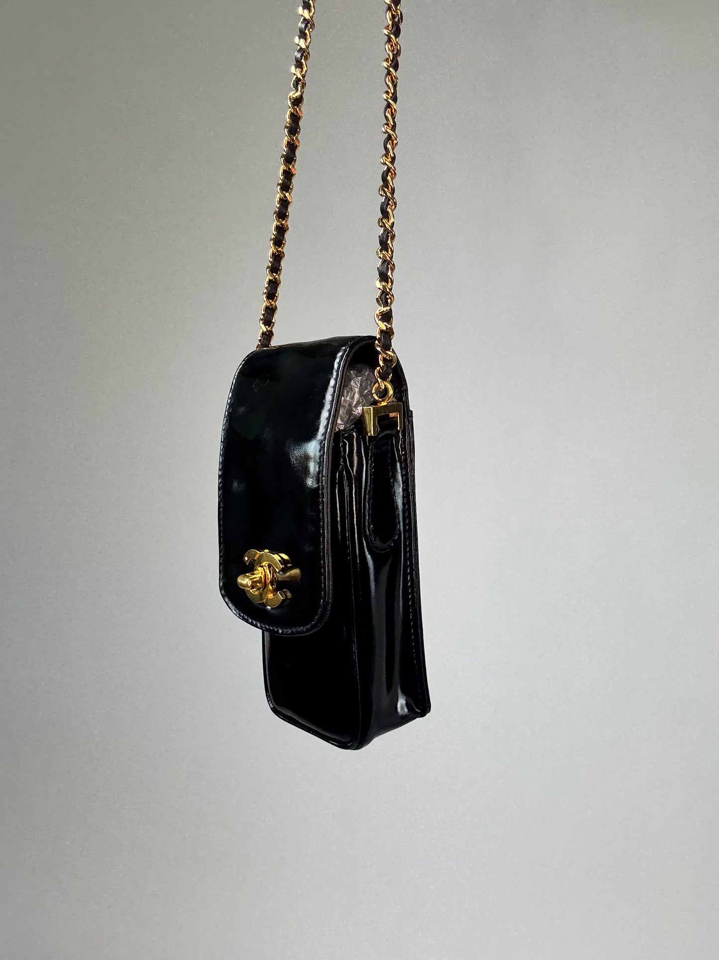 Chanel Patent Leather Crossbody Phone Holder