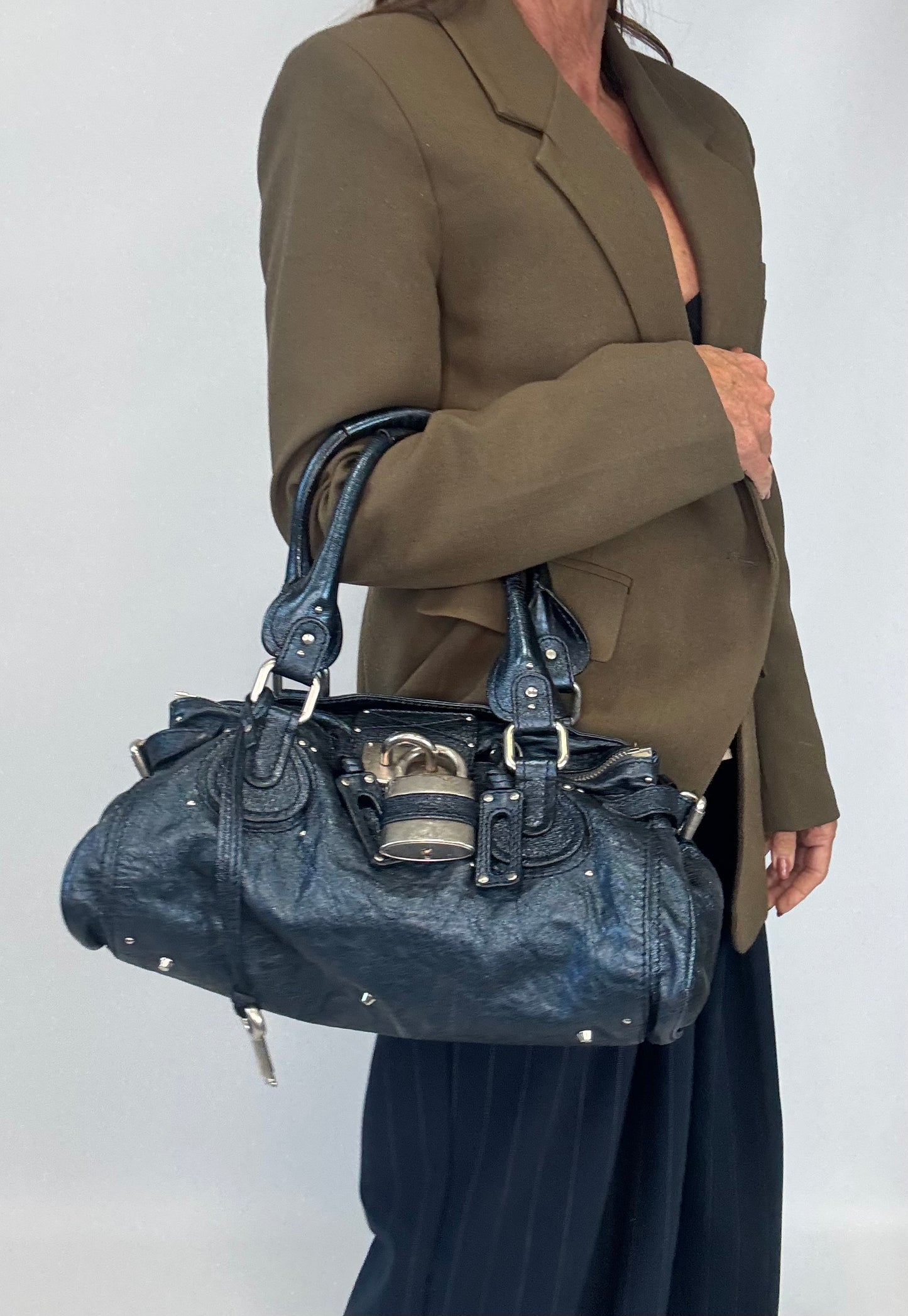 Chloe Paddington Satchel Bag - Metallic Blue