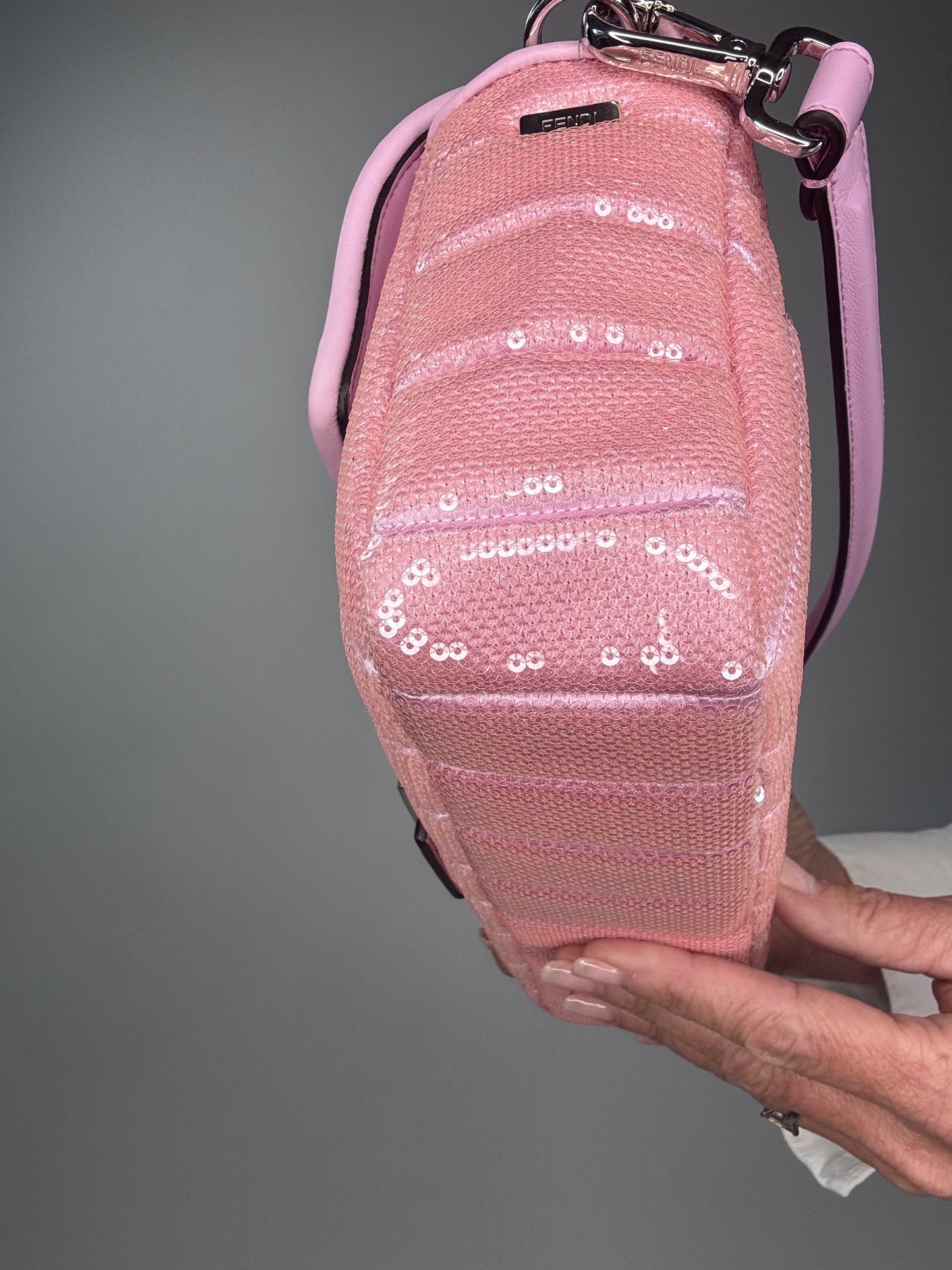 Fendi 1997 Re-Edition Pink Sequined Baguette