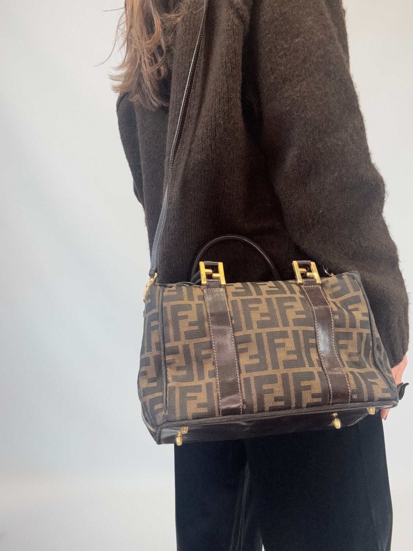 Fendi Zucca Two Way Boston Bag