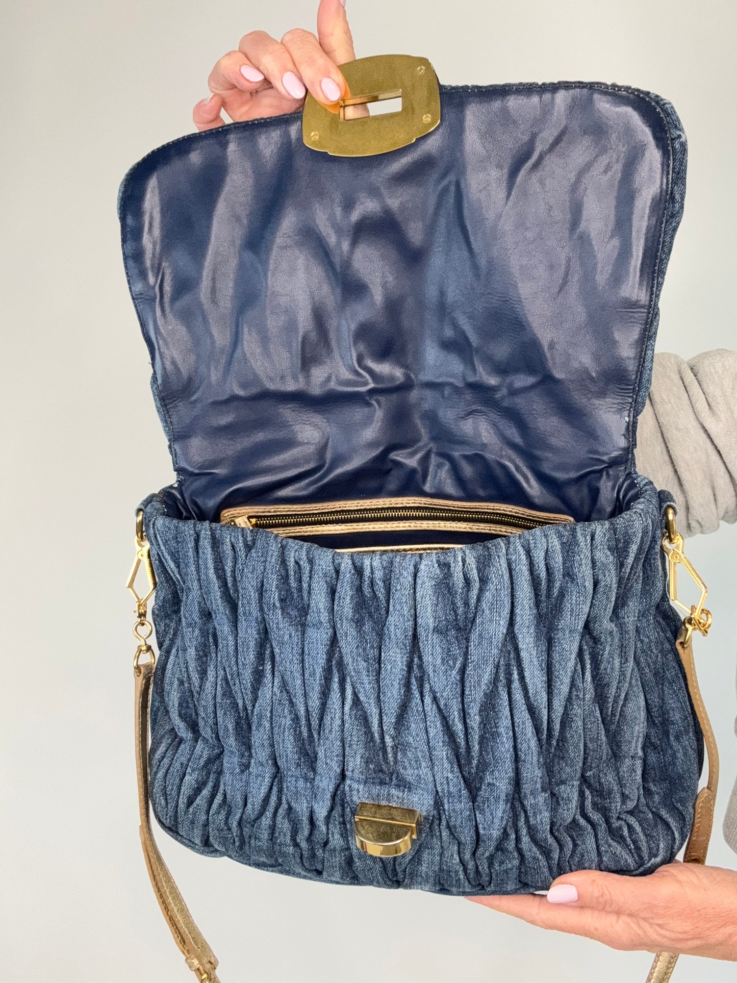 Miu Miu Denim Rare Matelasse Double Sided Bag