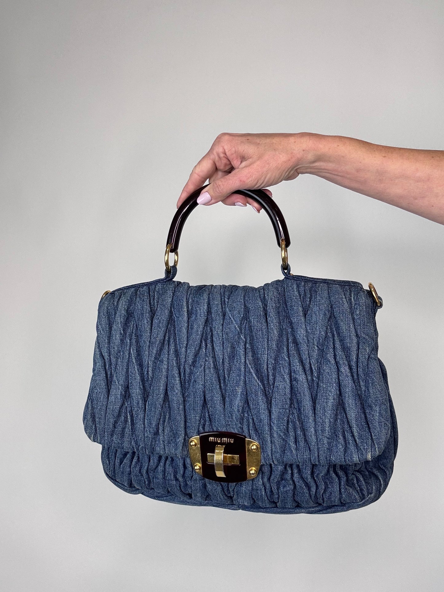 Miu Miu Denim Rare Matelasse Double Sided Bag