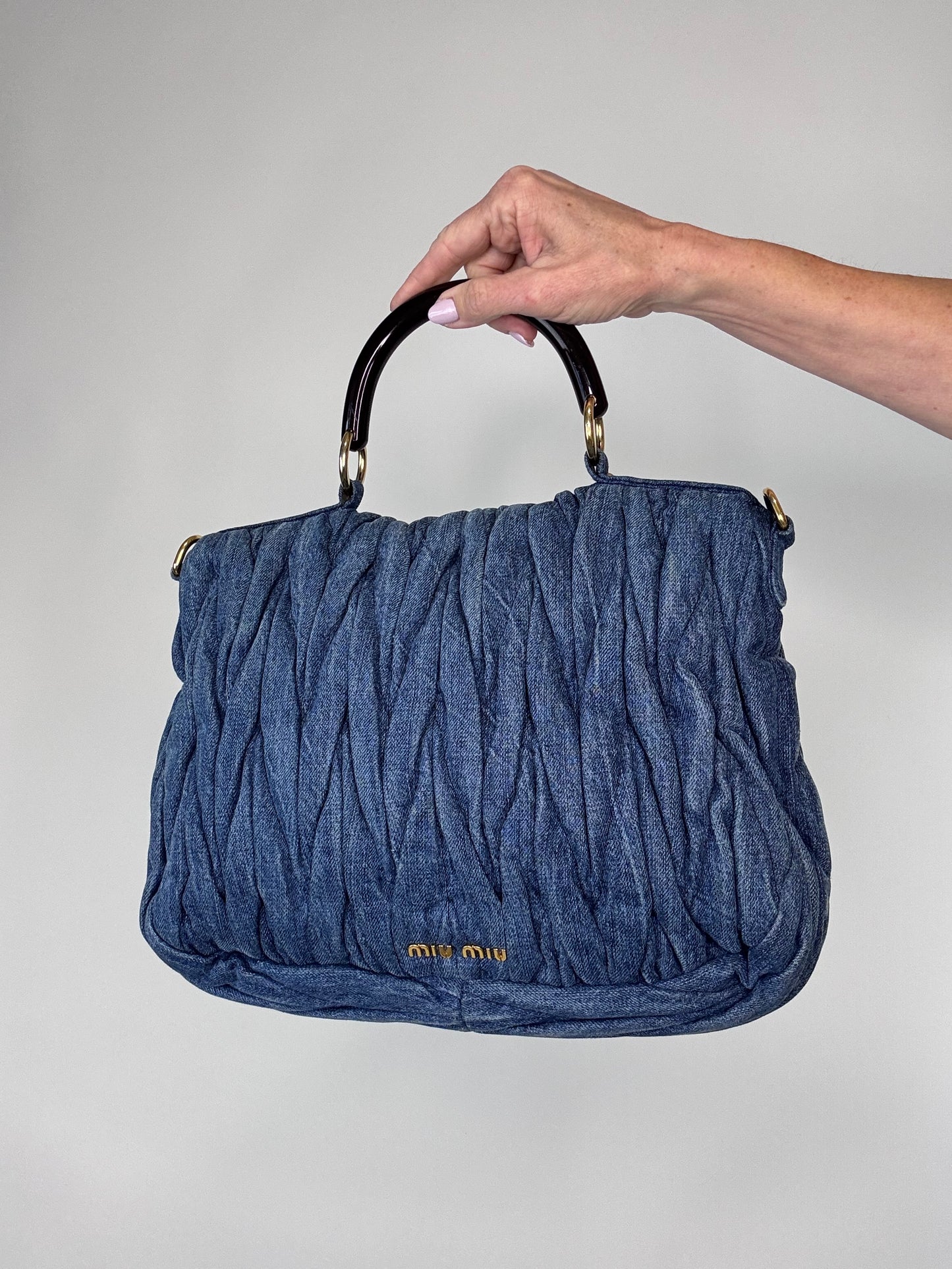 Miu Miu Denim Rare Matelasse Double Sided Bag