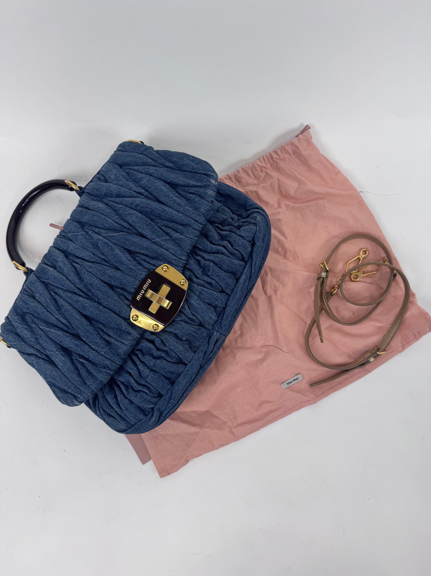 Miu Miu Denim Rare Matelasse Double Sided Bag