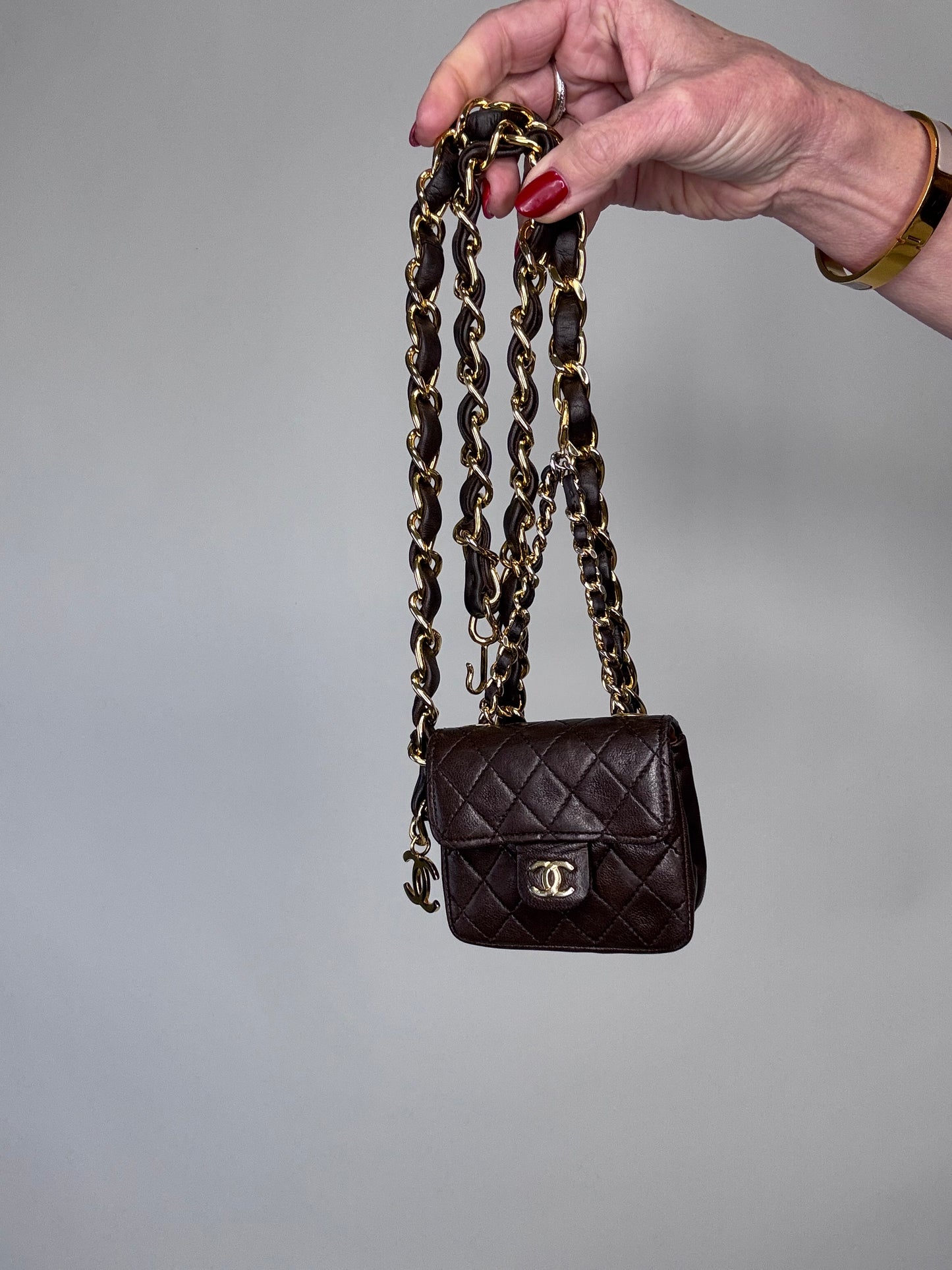 CHANEL Rare Matelasse Mini Mini Chain bag with chain belt