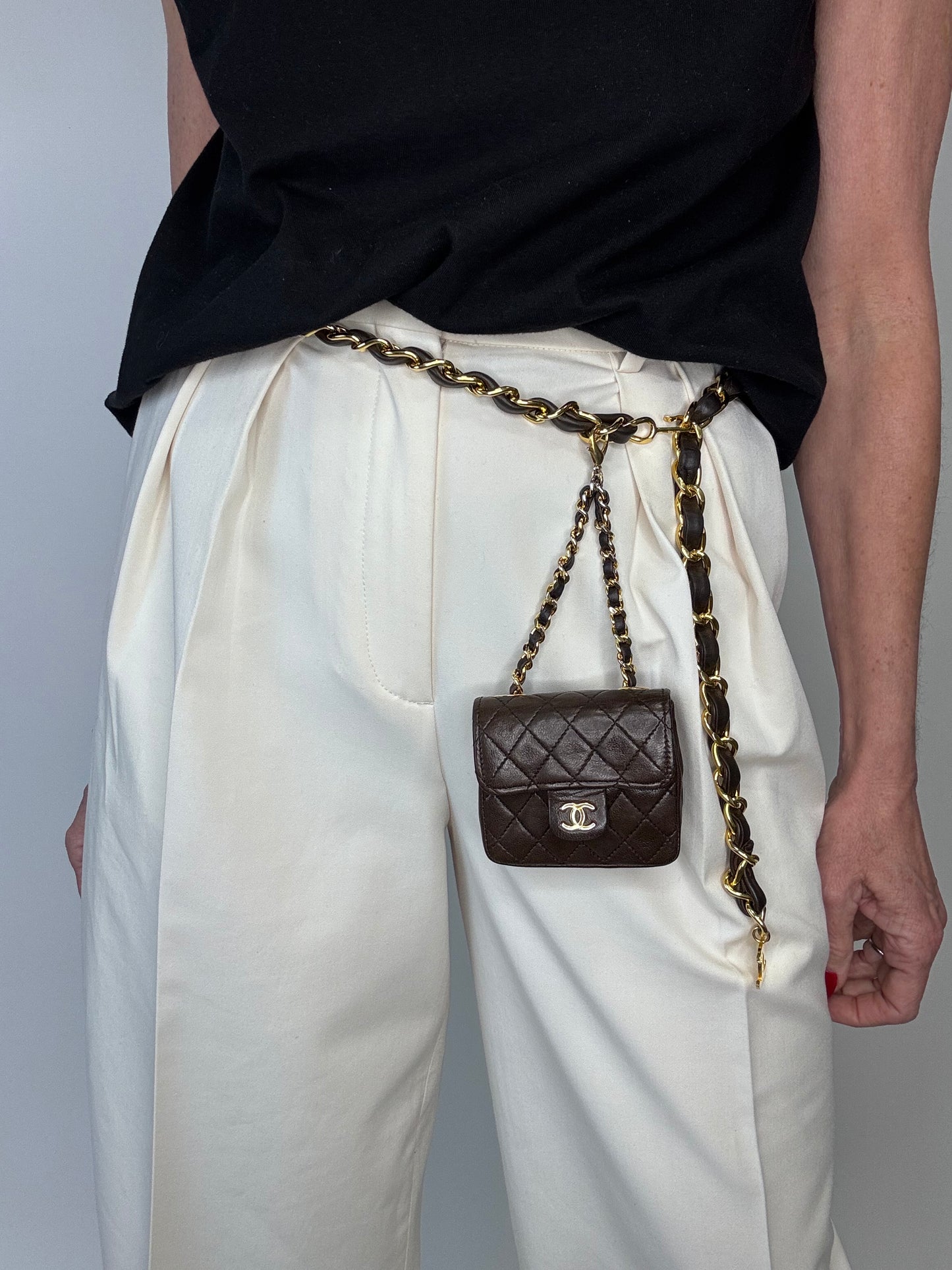 CHANEL Rare Matelasse Mini Mini Chain bag with chain belt