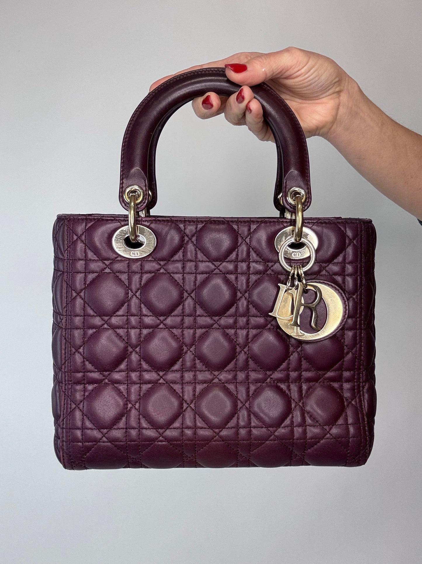 Christian Dior Plum Lady Cannage Medium Bag