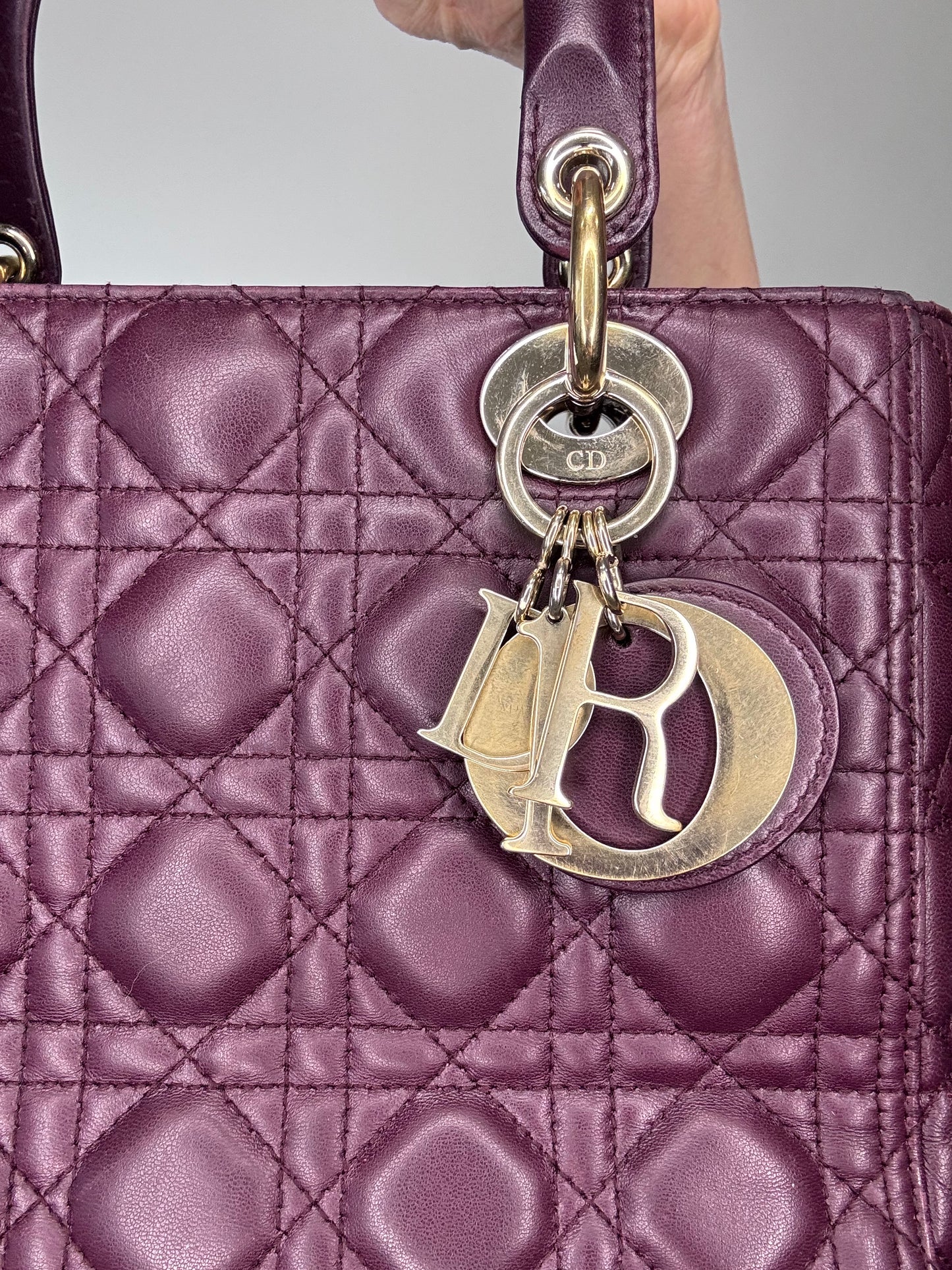 Christian Dior Plum Lady Cannage Medium Bag
