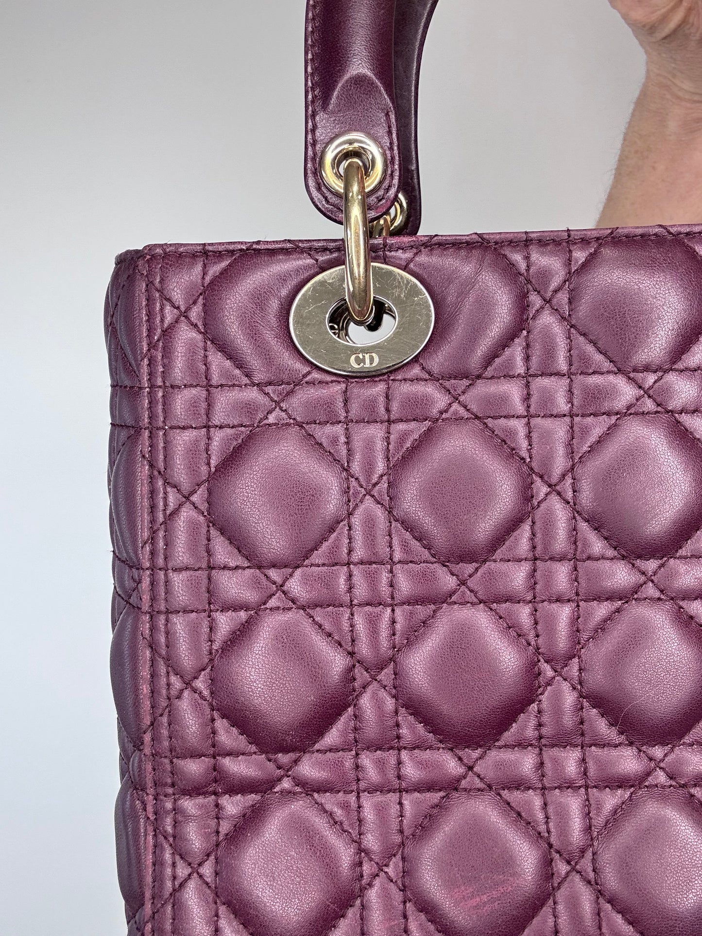 Christian Dior Plum Lady Cannage Medium Bag