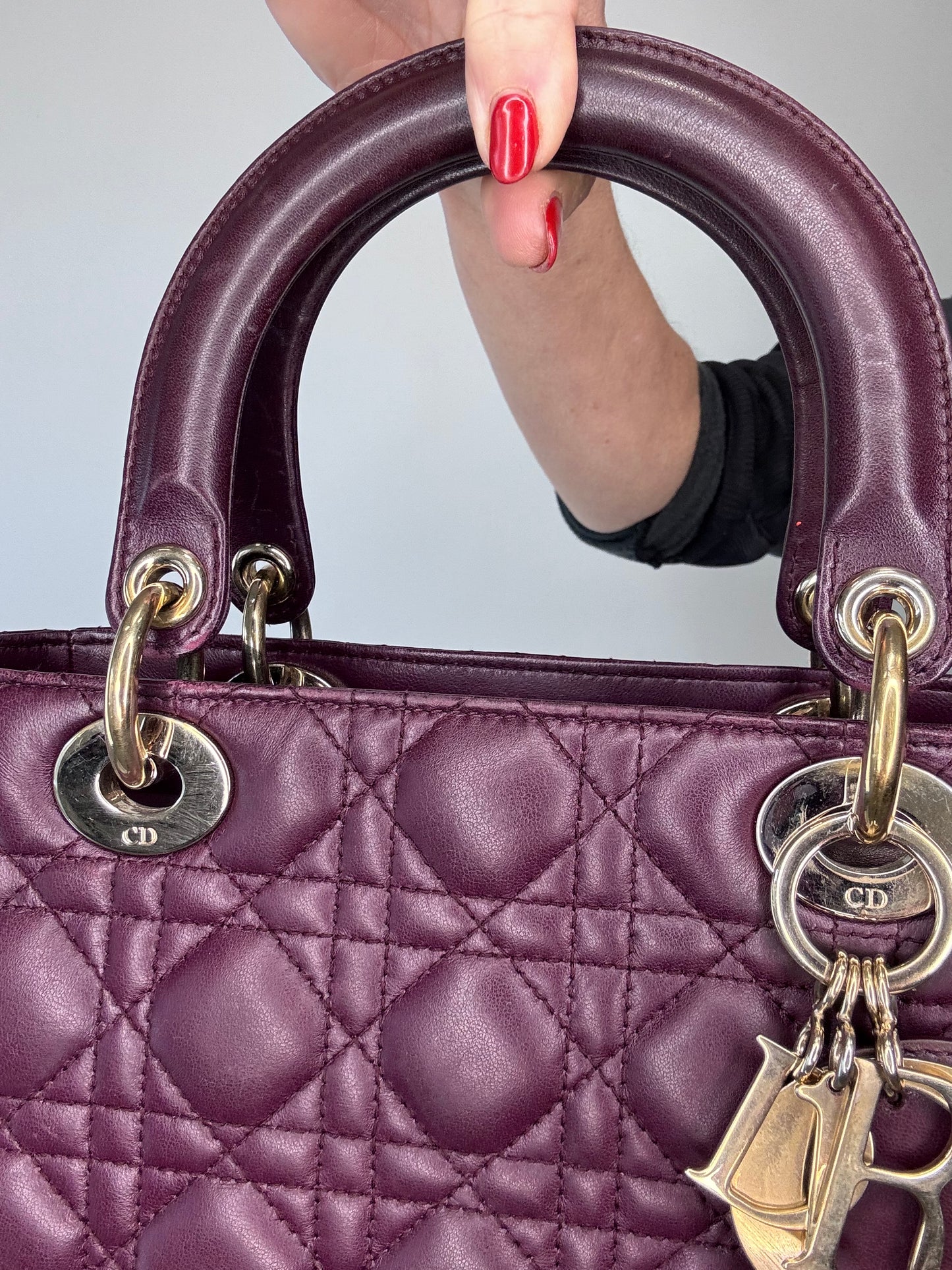 Christian Dior Plum Lady Cannage Medium Bag