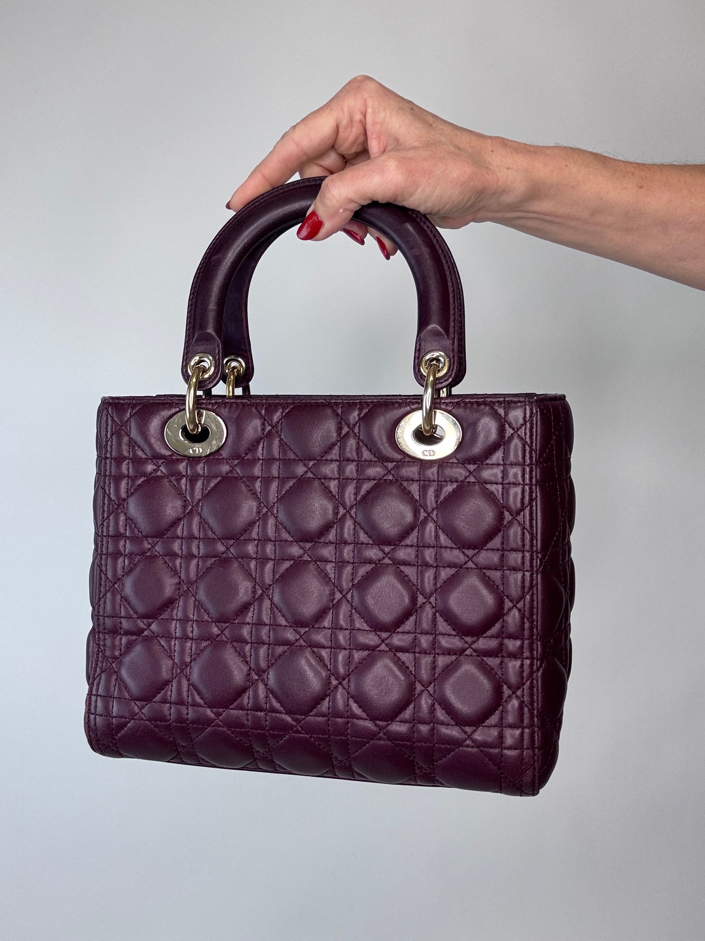 Christian Dior Plum Lady Cannage Medium Bag