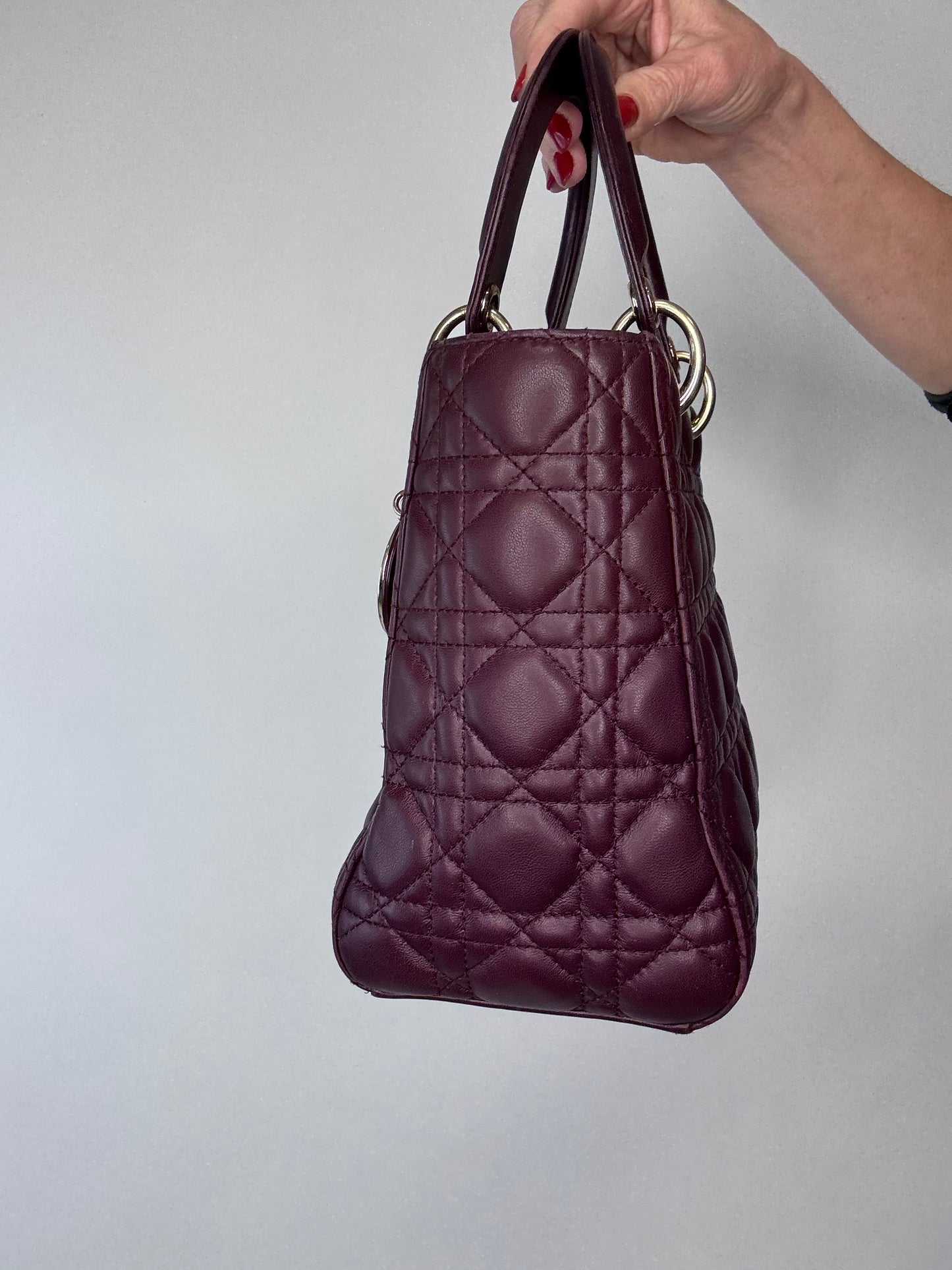 Christian Dior Plum Lady Cannage Medium Bag