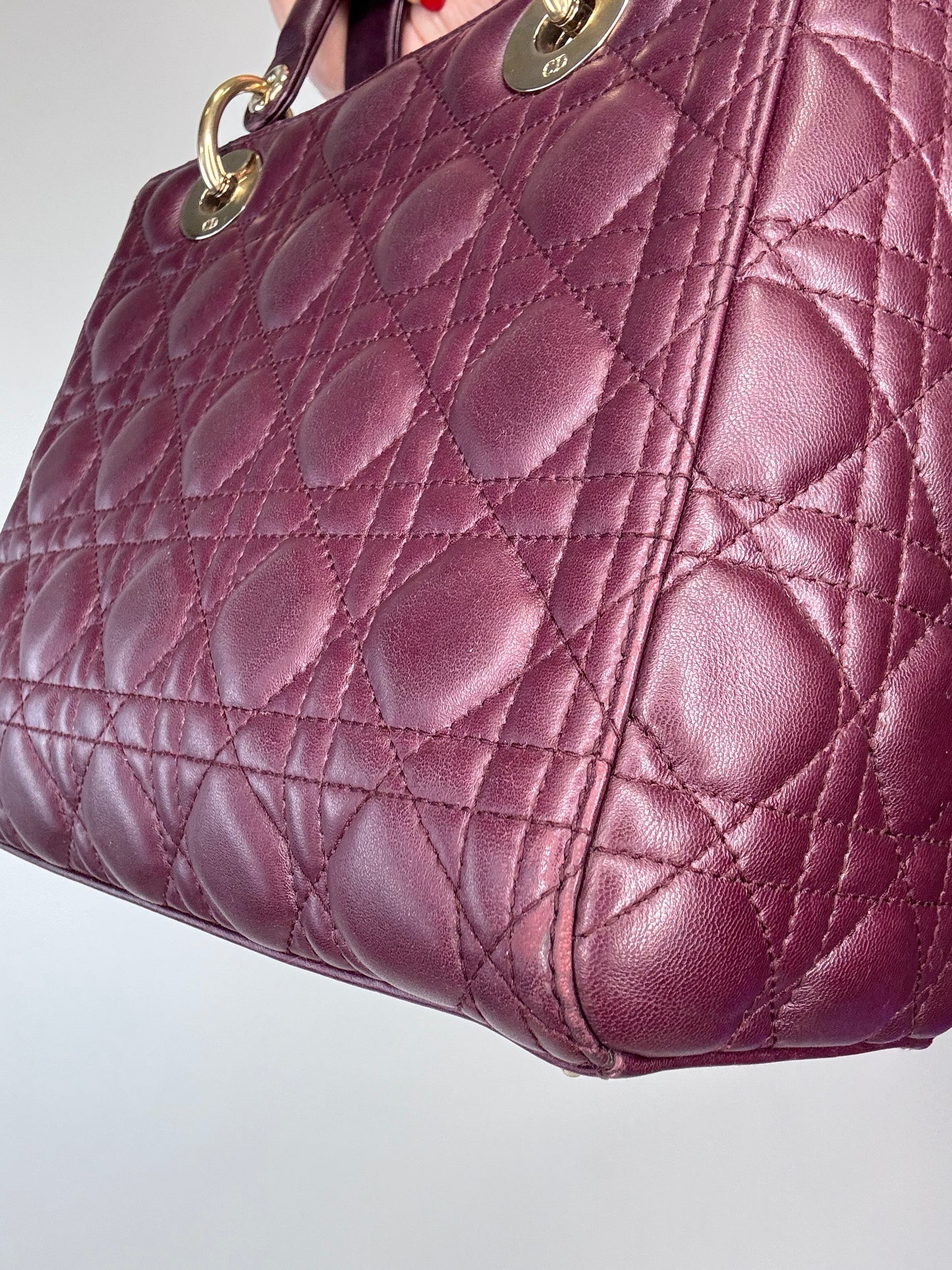 Christian Dior Plum Lady Cannage Medium Bag