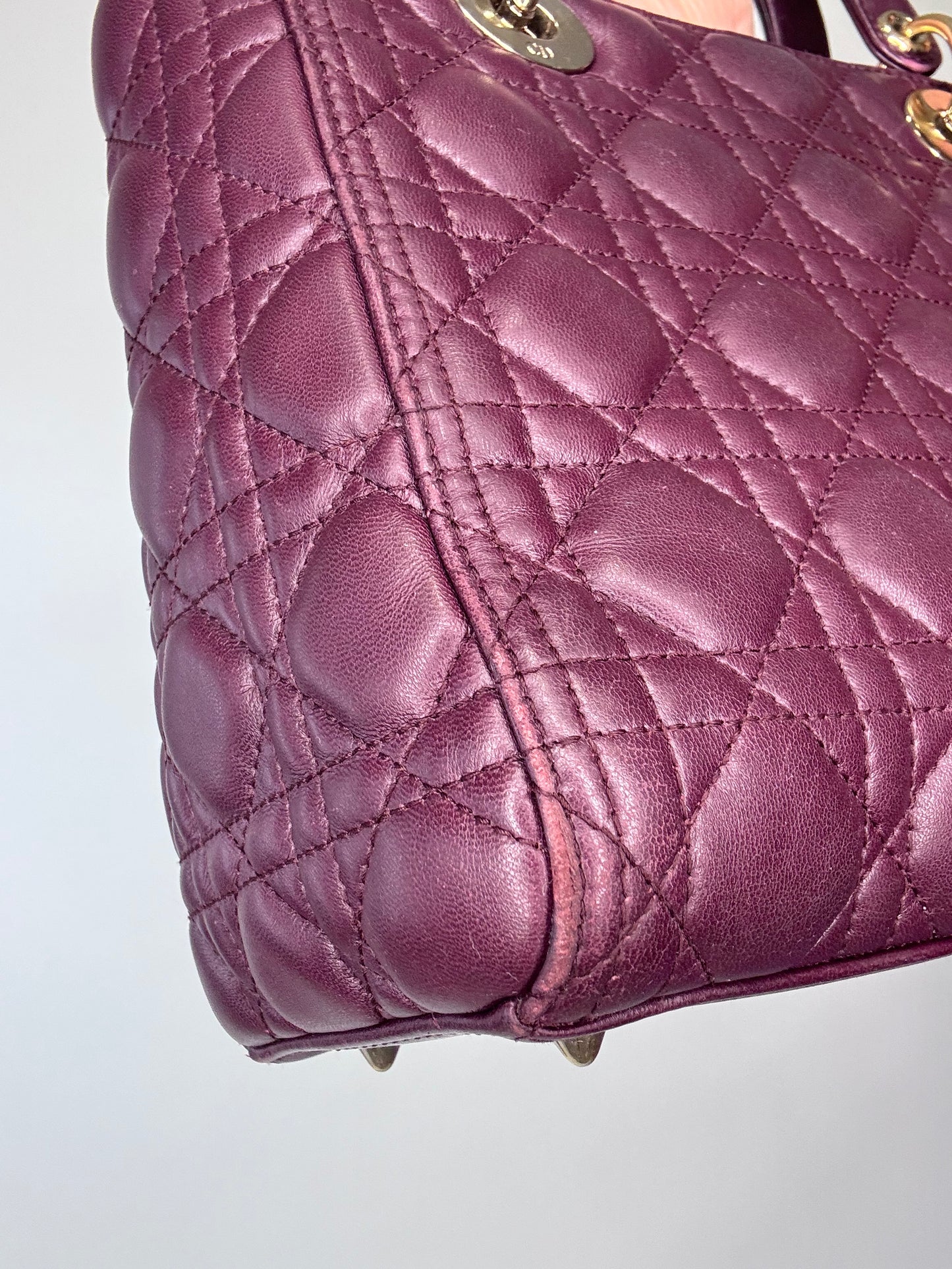 Christian Dior Plum Lady Cannage Medium Bag