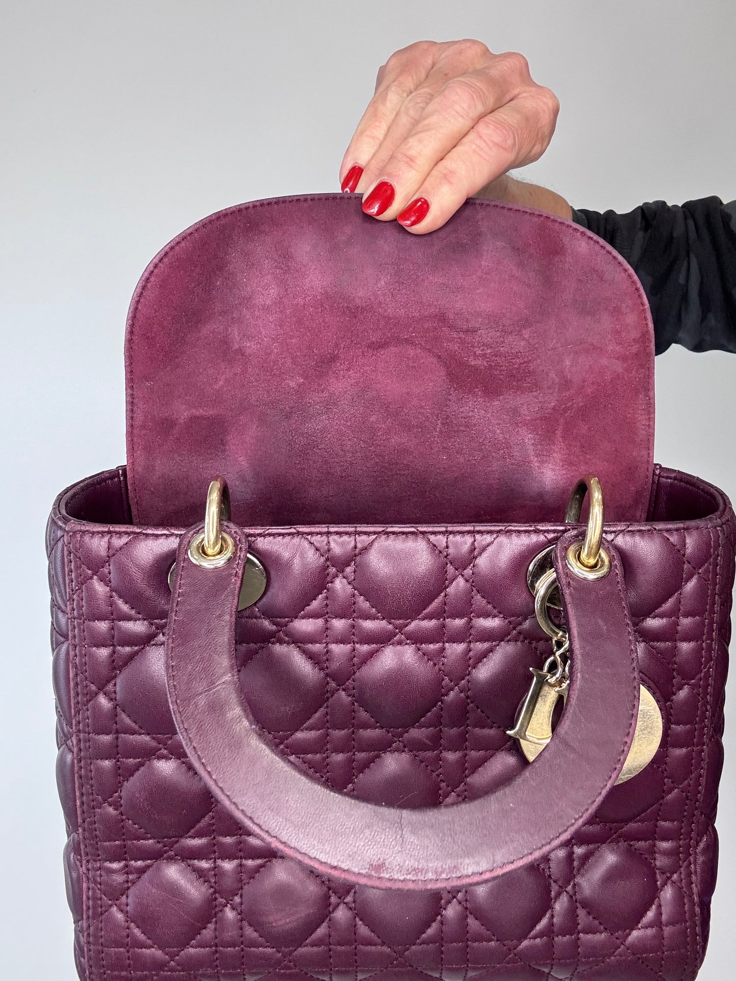 Christian Dior Plum Lady Cannage Medium Bag