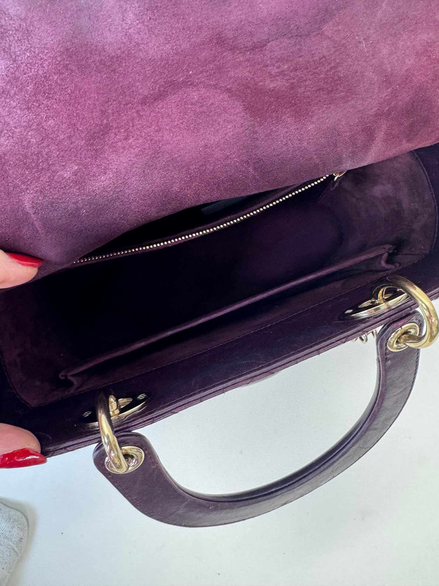 Christian Dior Plum Lady Cannage Medium Bag