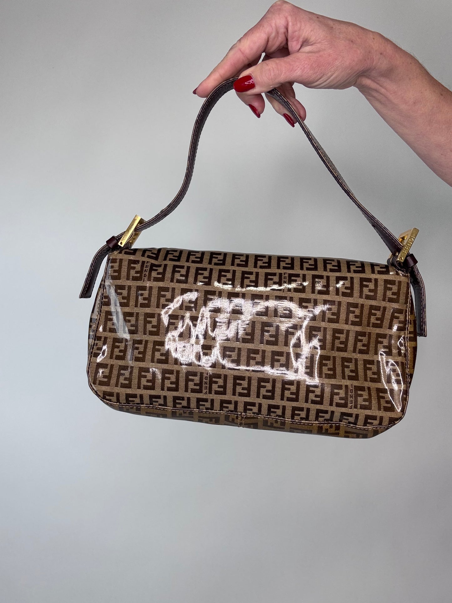 Fendi Mamma Zucchino Patent Leather Glitter Bag