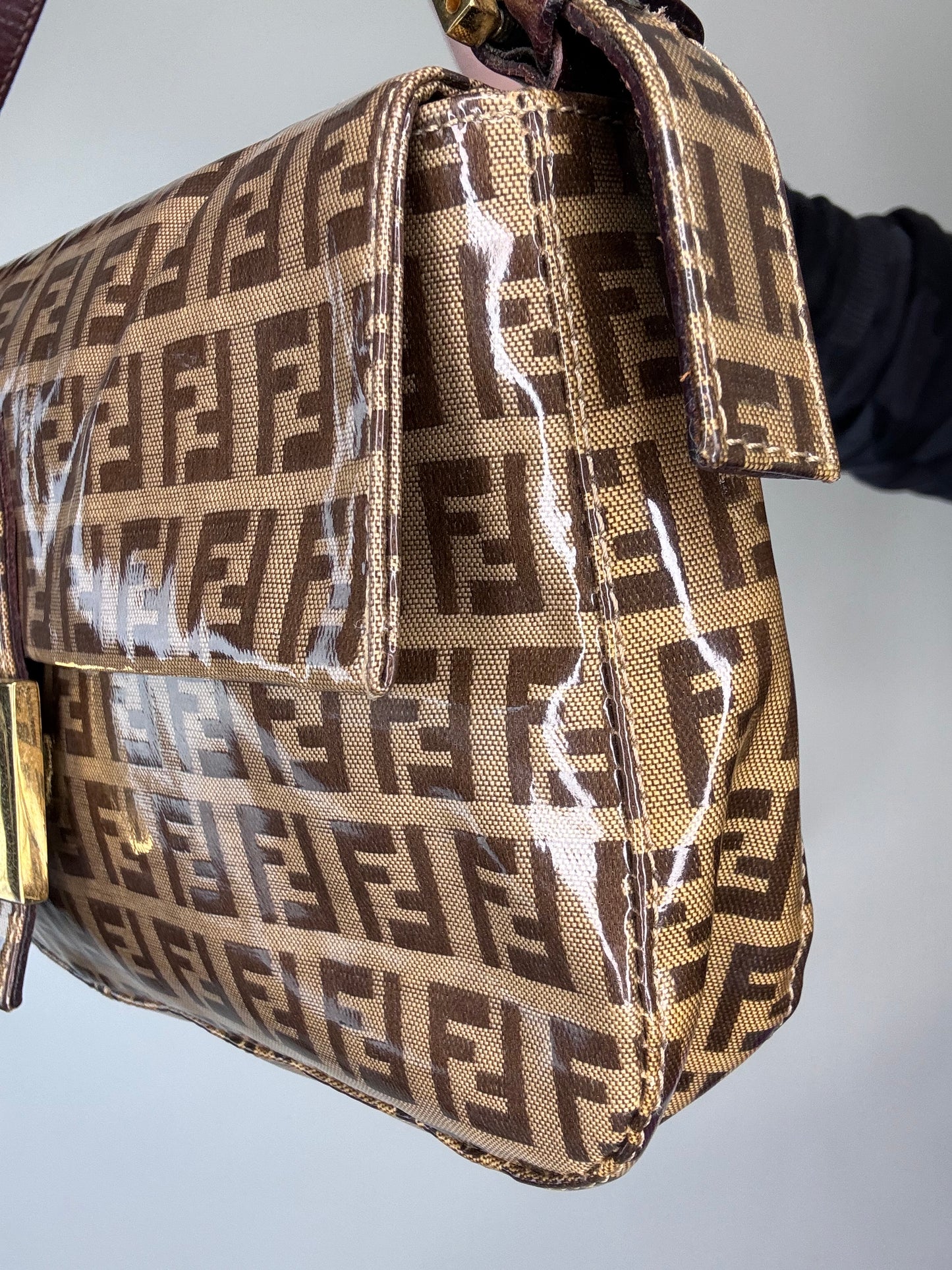 Fendi Mamma Zucchino Patent Leather Glitter Bag