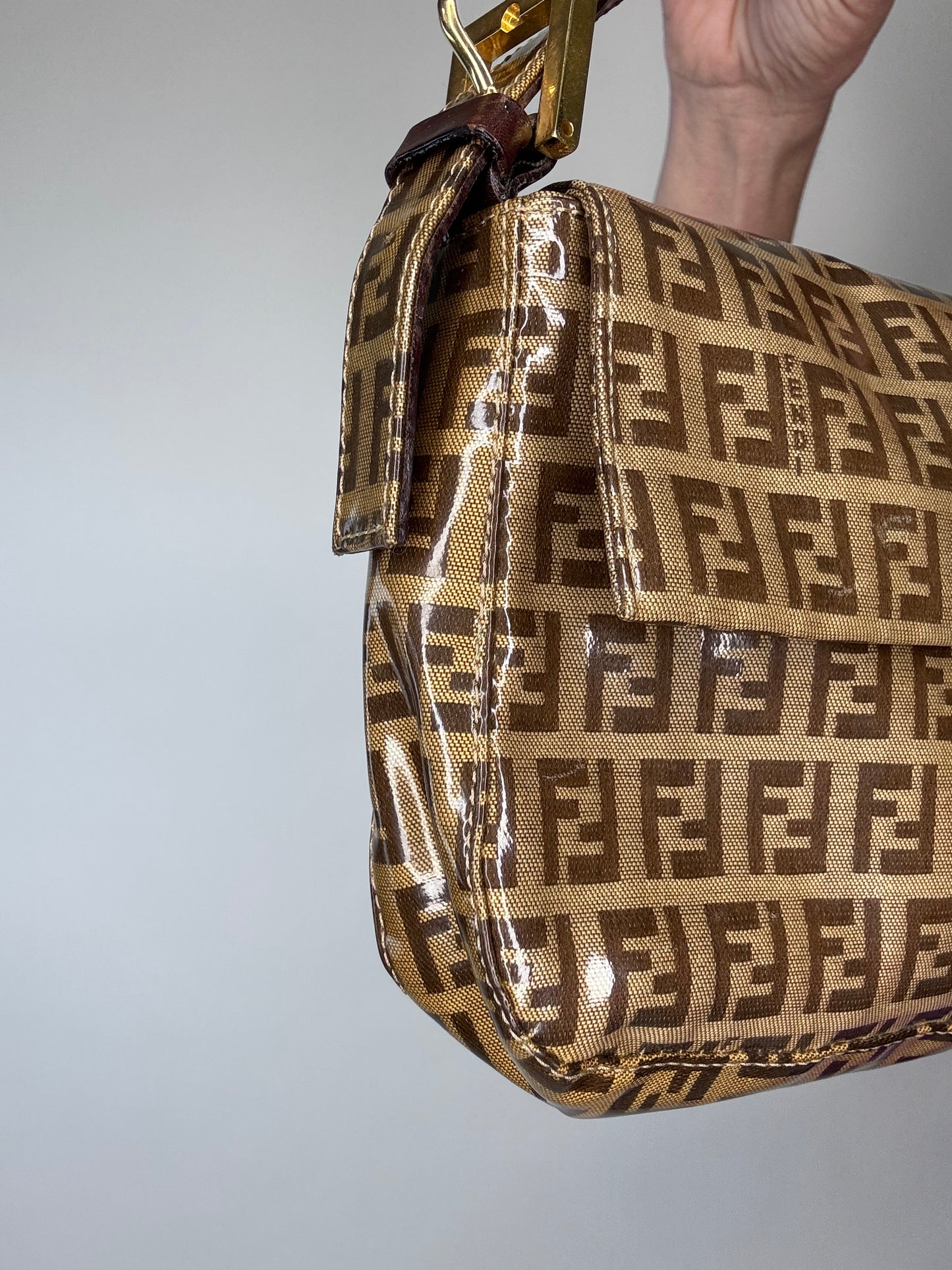 Fendi Mamma Zucchino Patent Leather Glitter Bag
