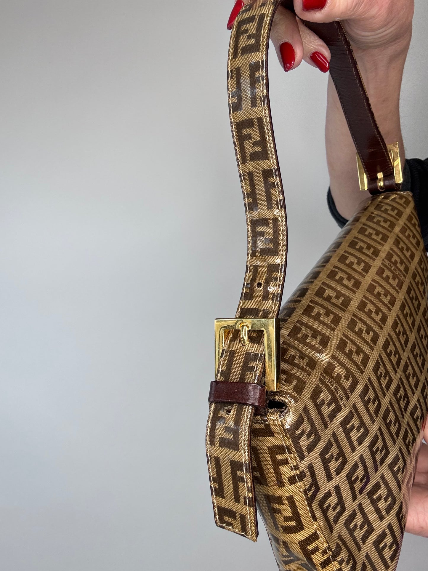 Fendi Mamma Zucchino Patent Leather Glitter Bag