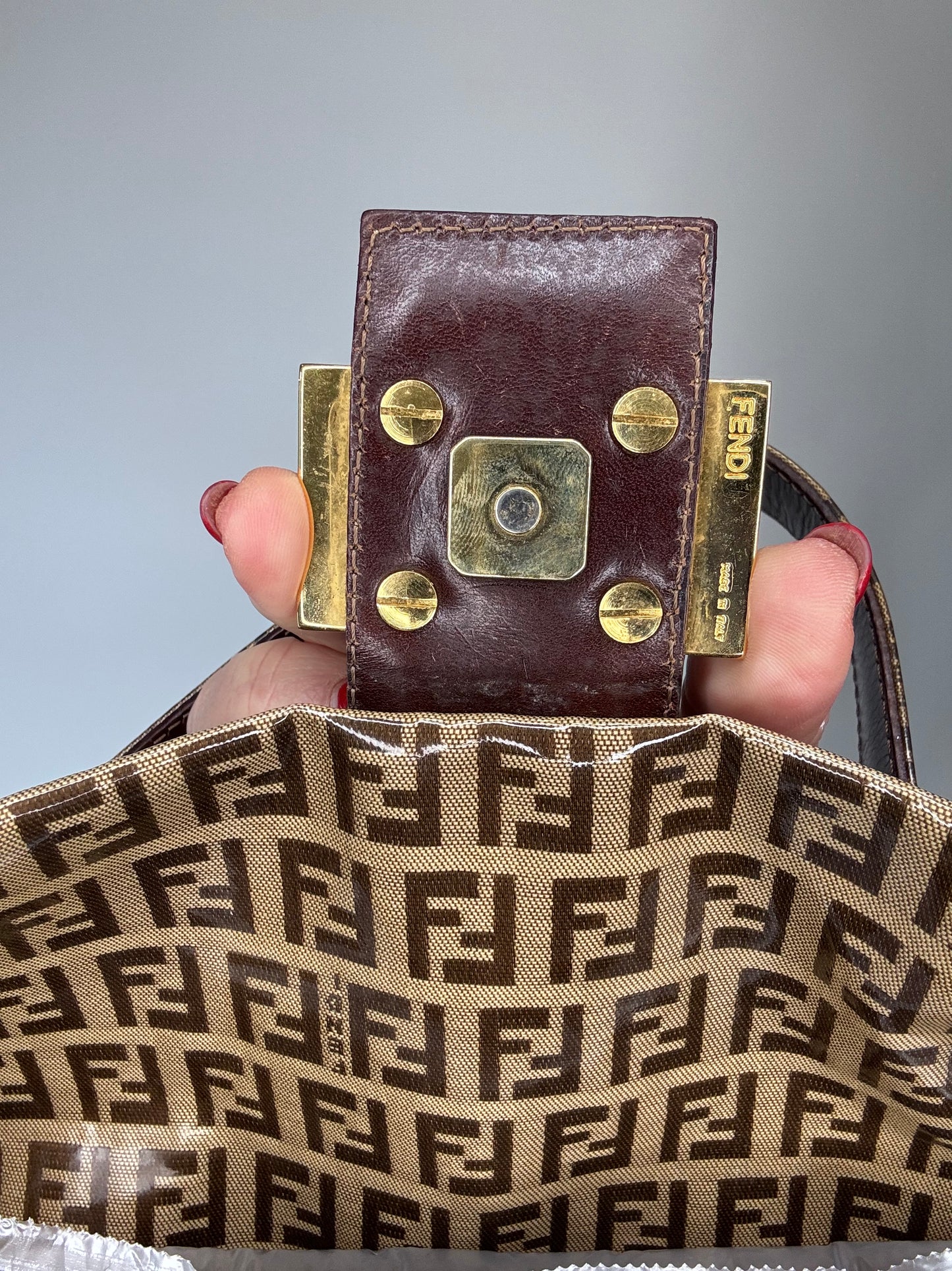 Fendi Mamma Zucchino Patent Leather Glitter Bag