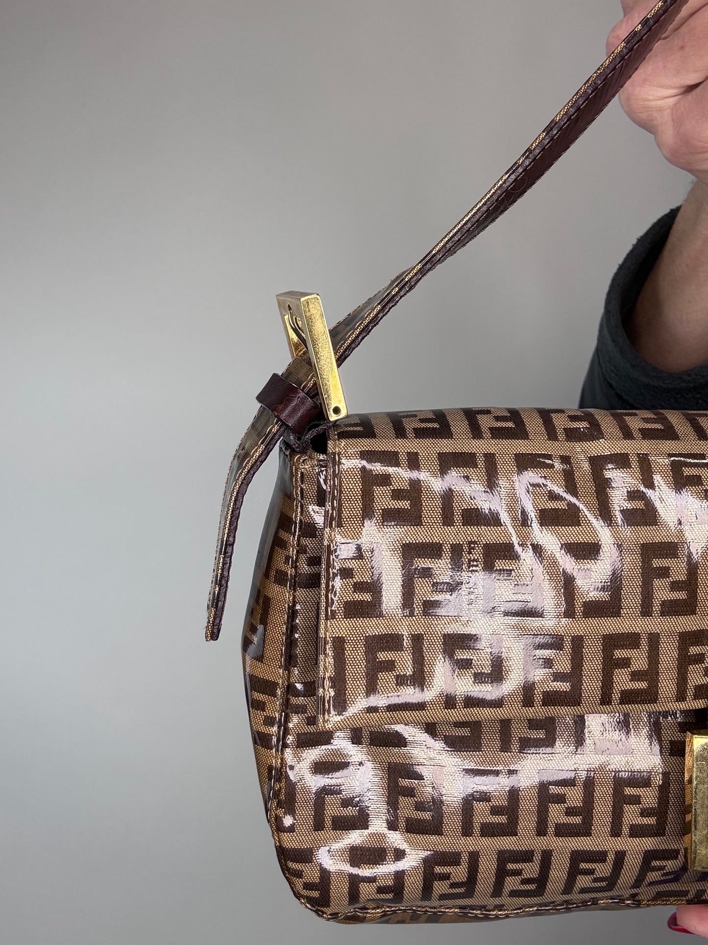 Fendi Mamma Zucchino Patent Leather Glitter Bag