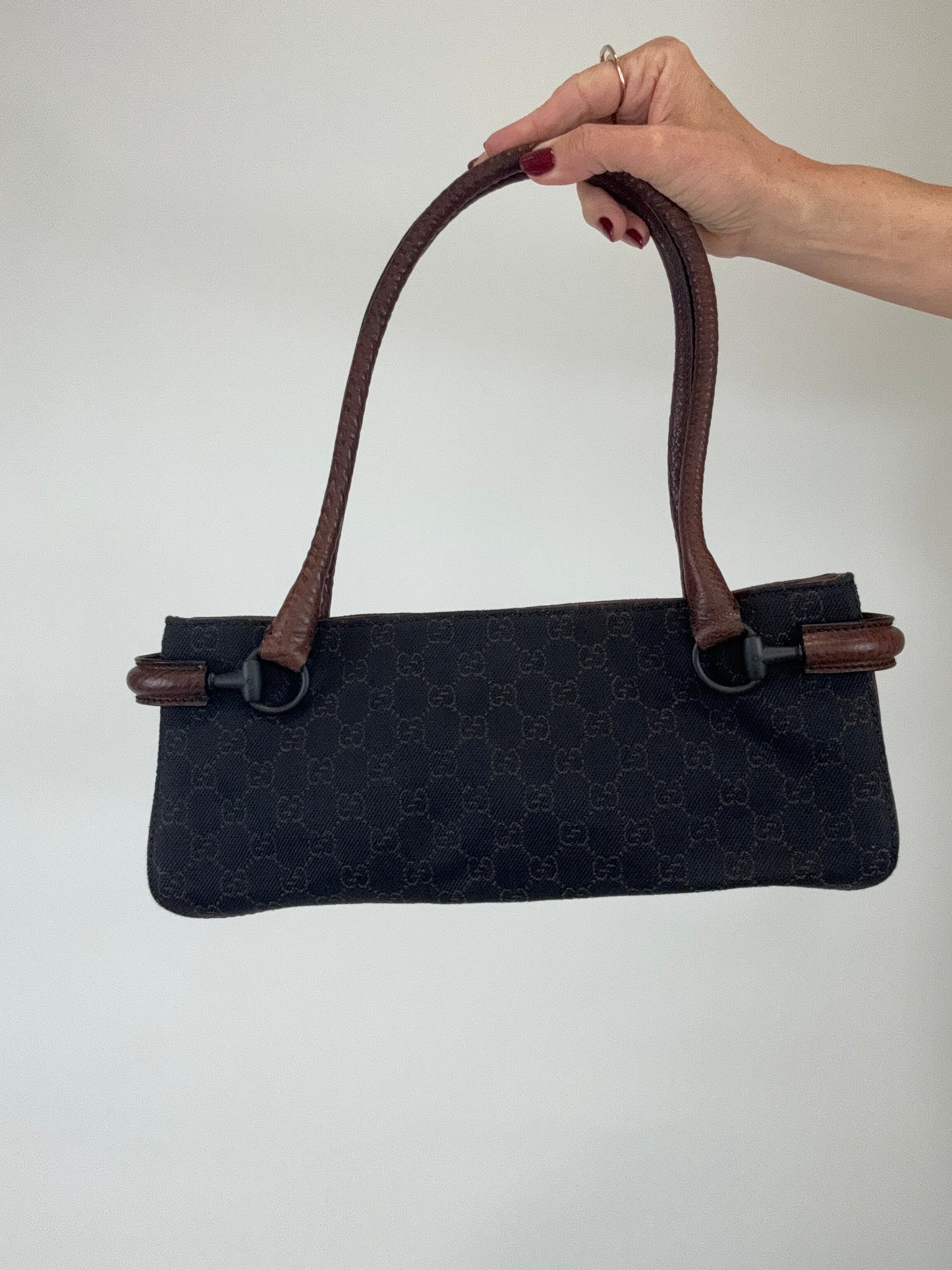 Gucci Vintage Rare East to West Monogram Horse Bit Bag