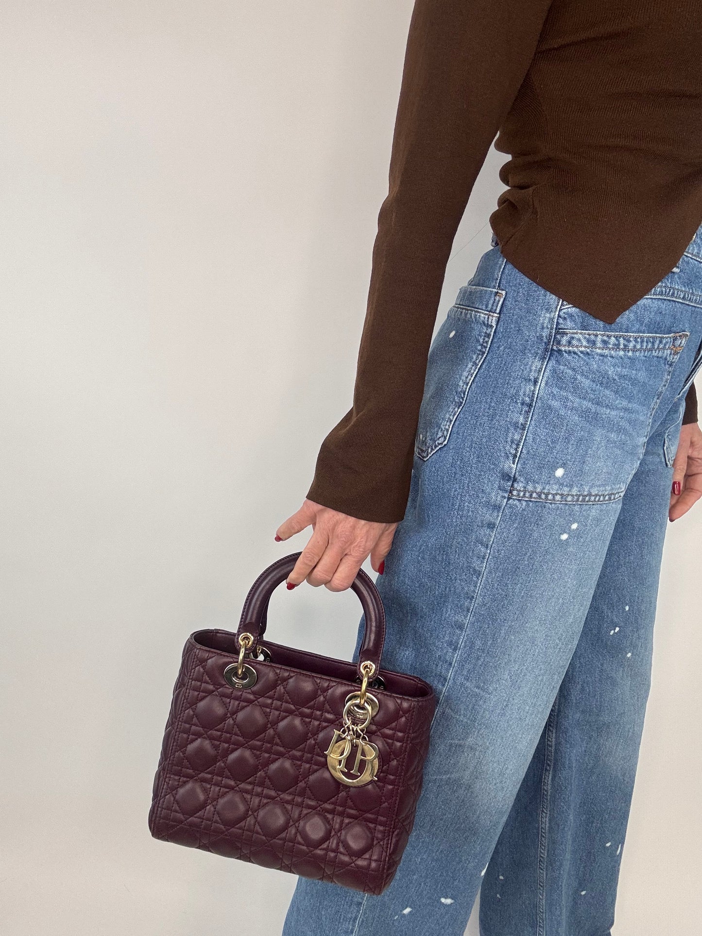 Christian Dior Plum Lady Cannage Medium Bag